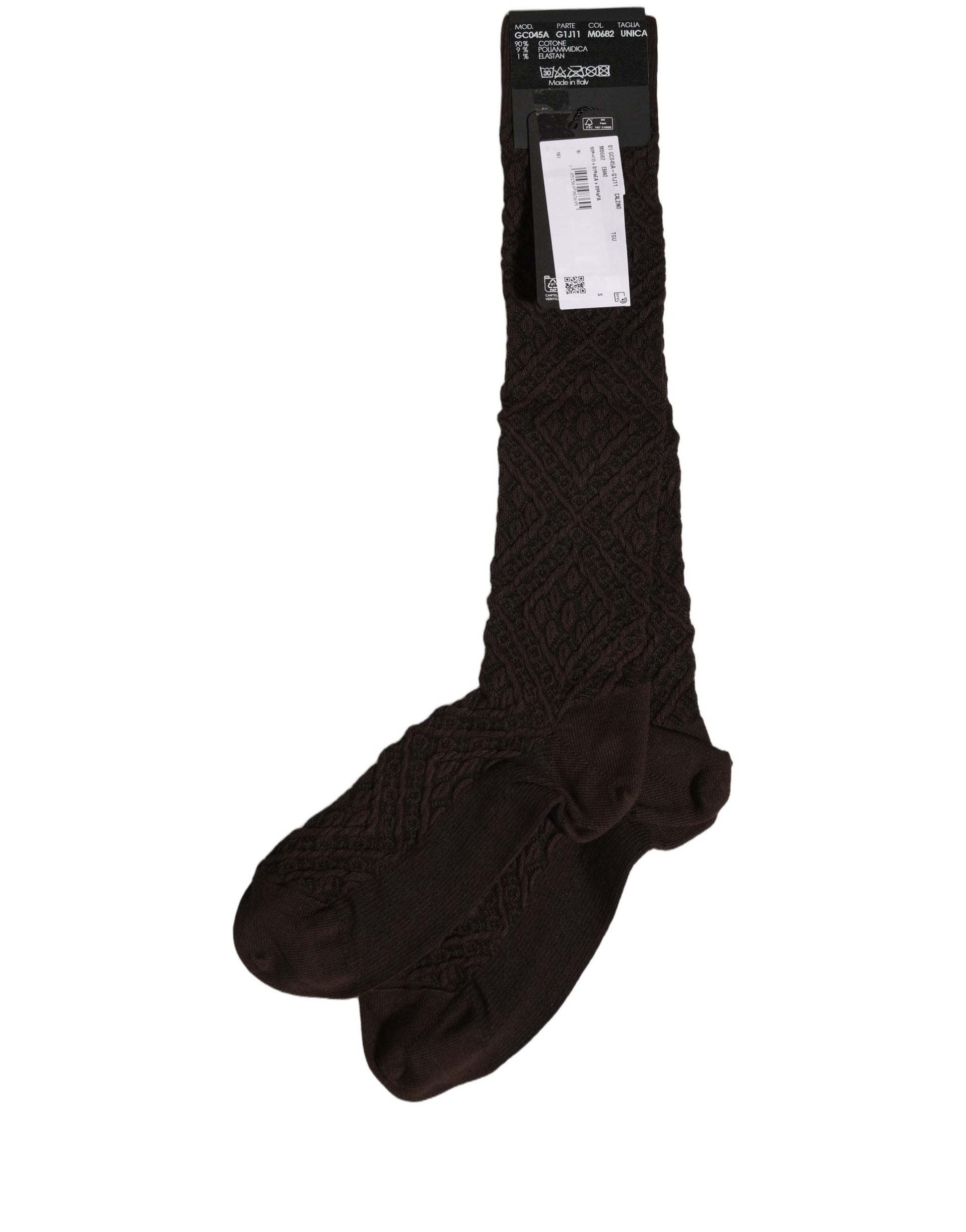 Dark Brown Cotton Knit Knee High Accessory One Size Socks