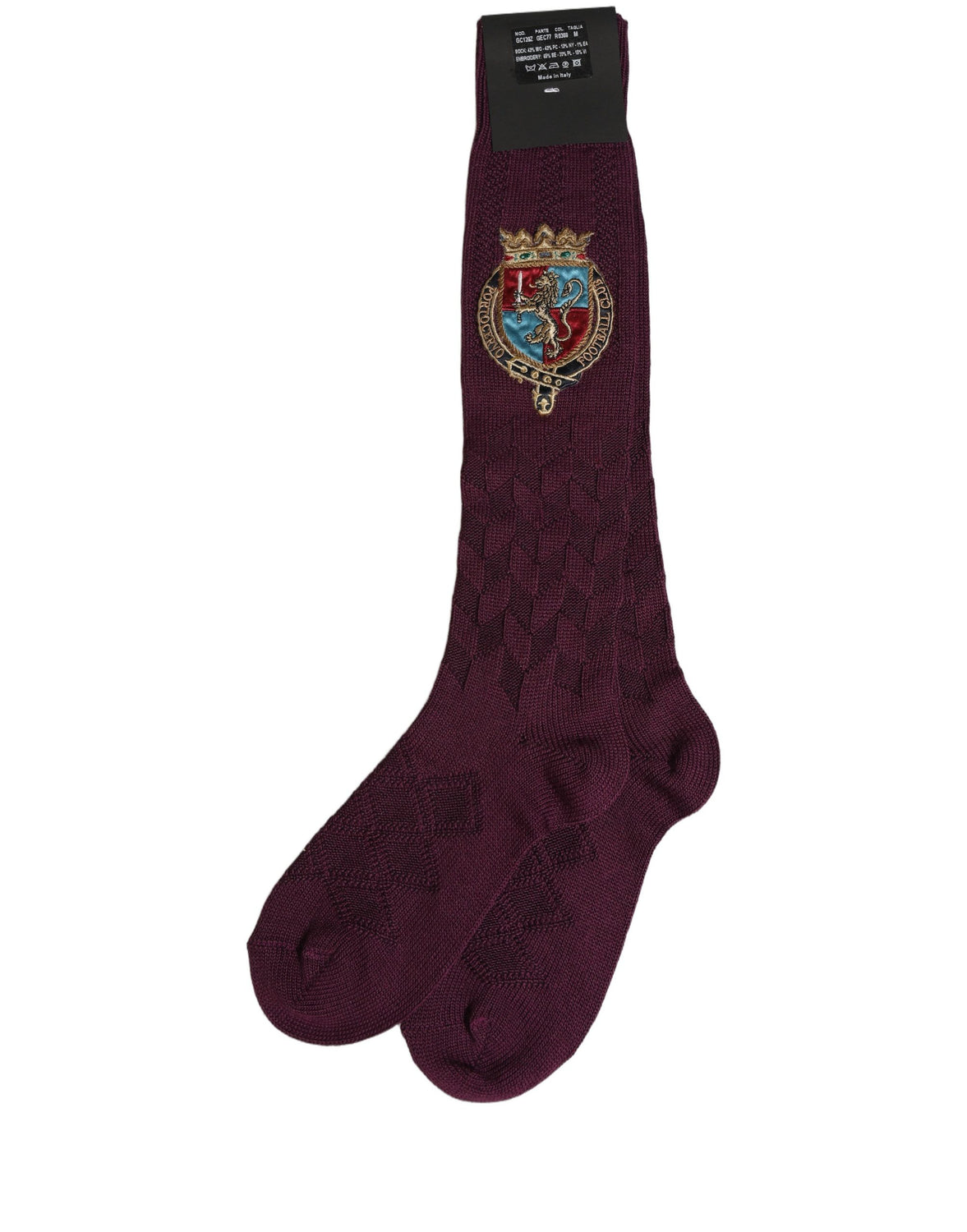 Burgundy Wool Crest Logo Knee High Accessory Socks