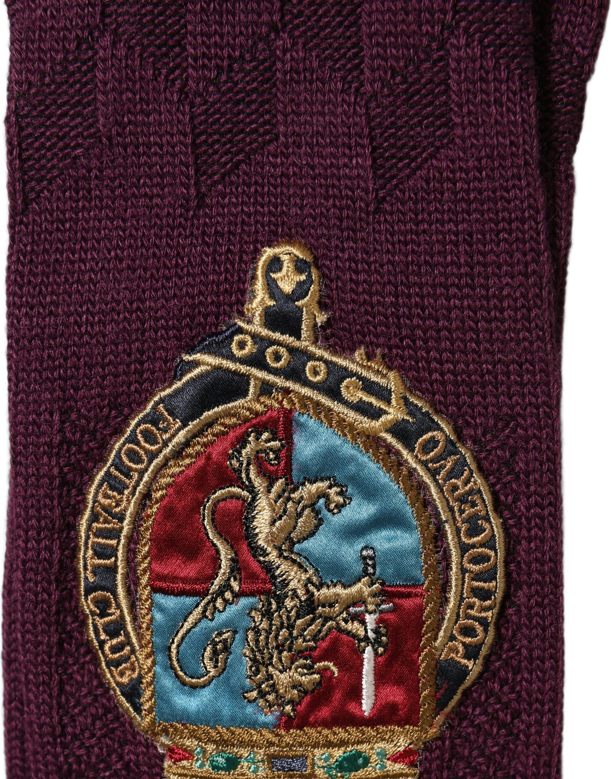 Burgundy Wool Crest Logo Knee High Accessory Socks
