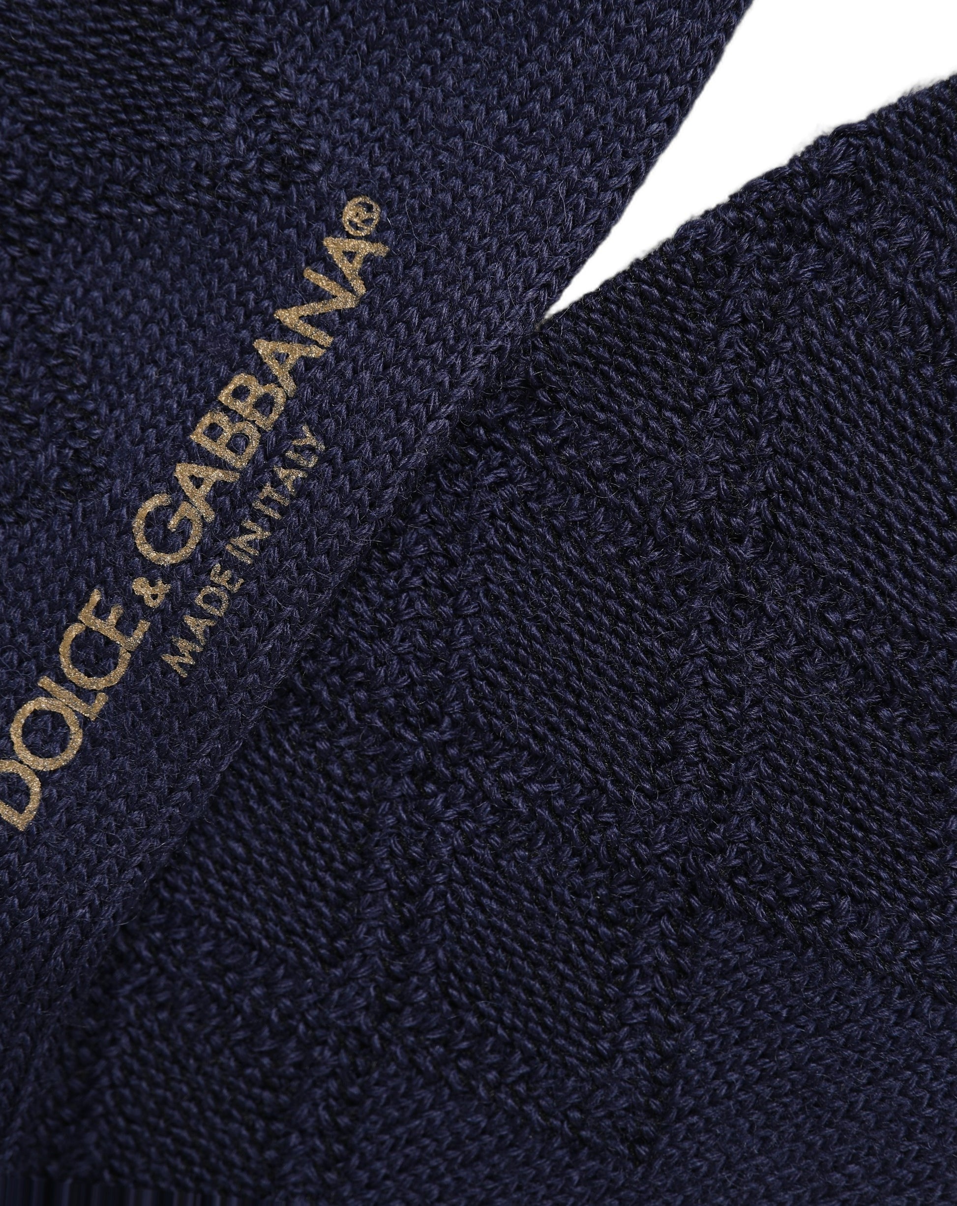 Navy Blue Wool Crest Logo Knee High Accessory Socks