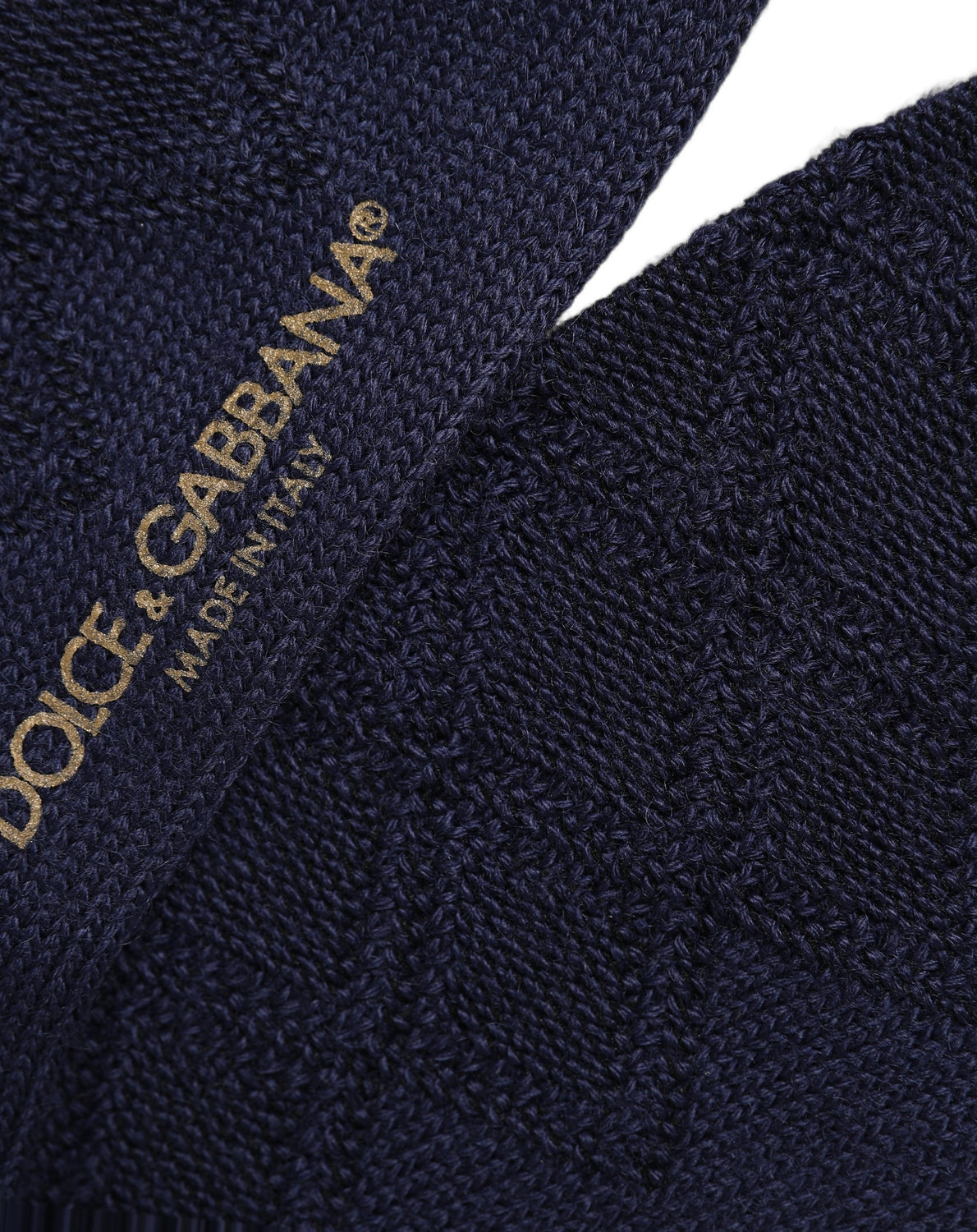 Navy Blue Wool Crest Logo Knee High Accessory Socks