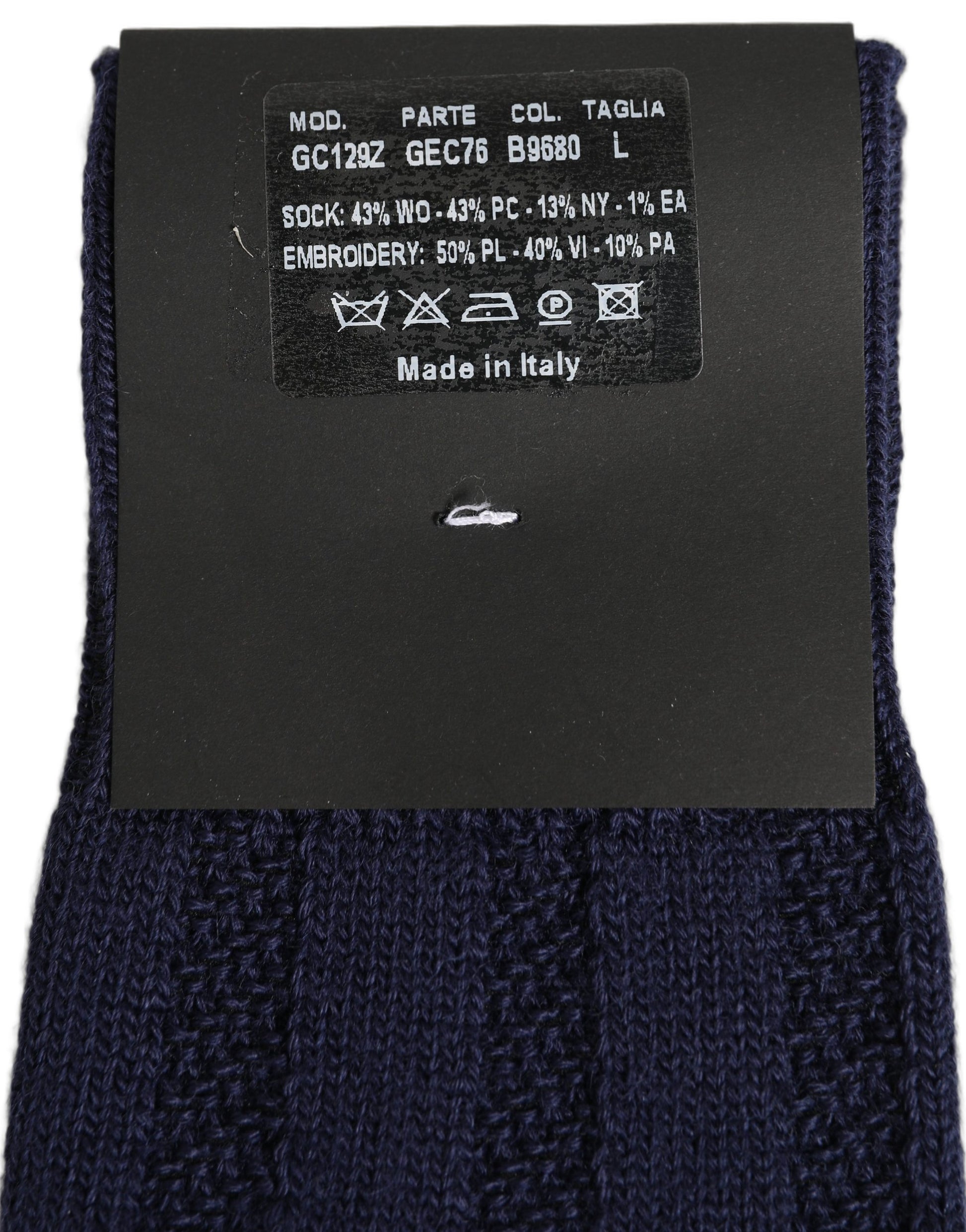 Navy Blue Wool Crest Logo Knee High Accessory Socks