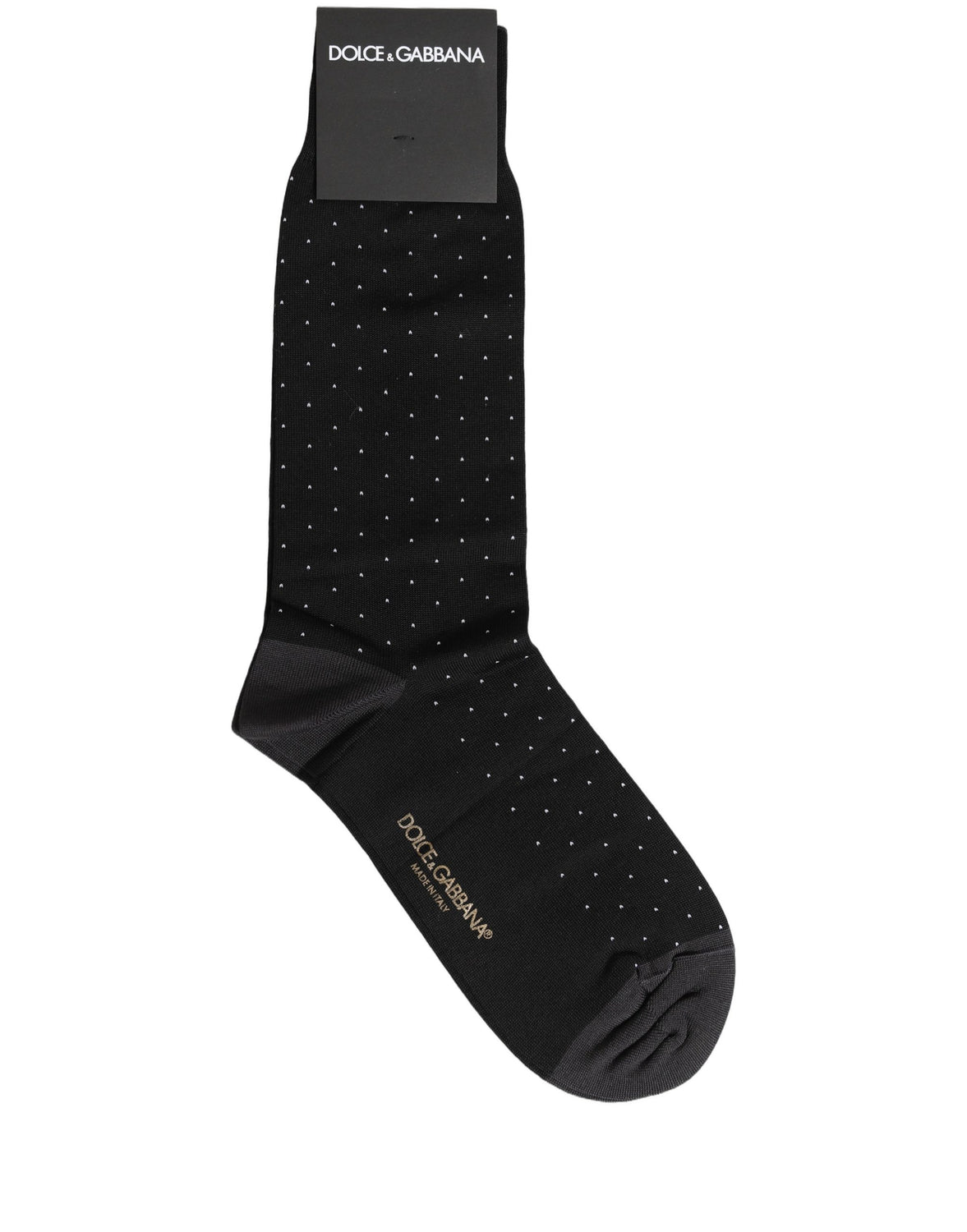 Men Black Cotton Polka Dot Mid Calf Accessory Socks