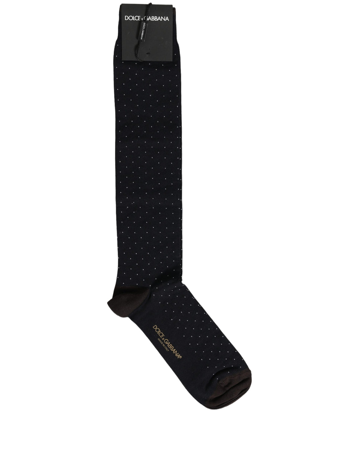 Men Black Cotton Polka Dot Over The Calf Socks