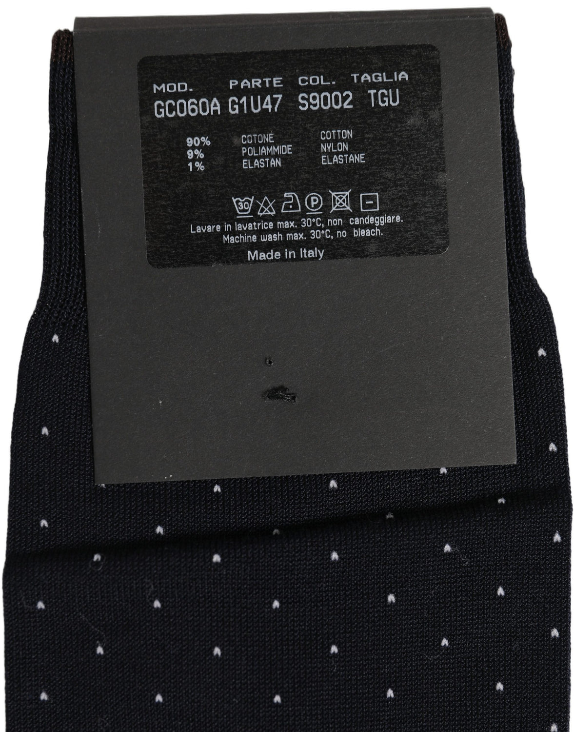 Men Black Cotton Polka Dot Over The Calf Socks