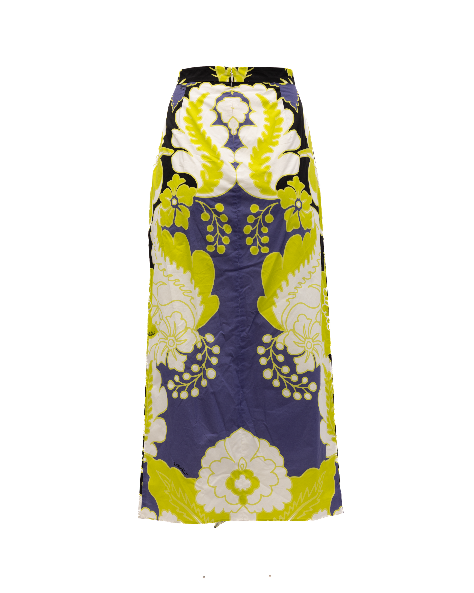 Women Floral Skirt in Black, Lime Green, White Details