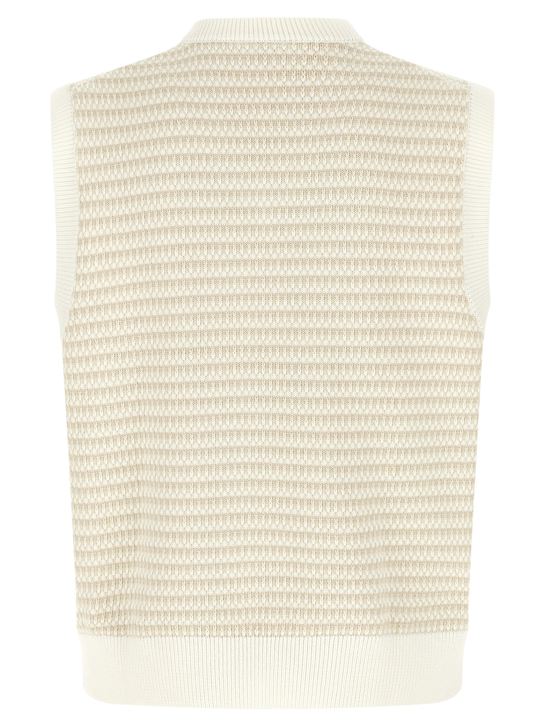 Beige Cotton Sleeveles Sweater
