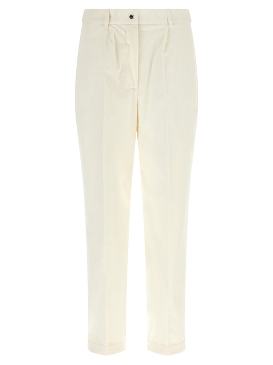 White Cotton Casual Pants
