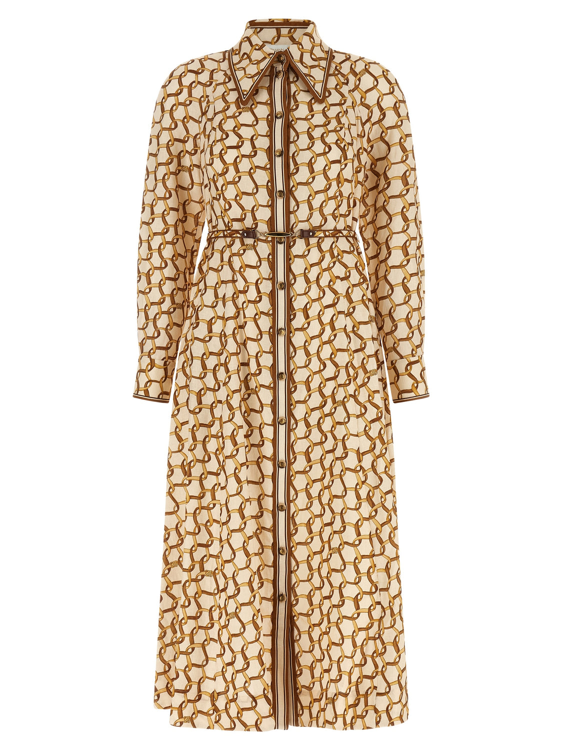 Beige Linen Midi Dress