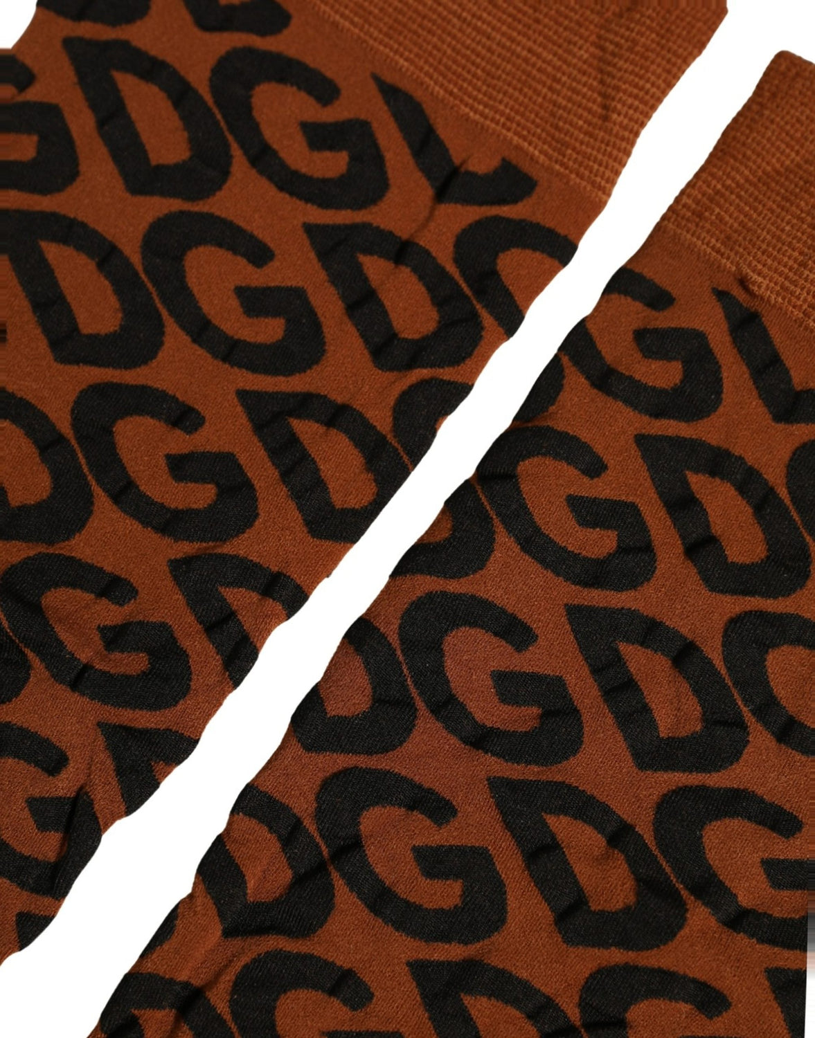 Brown Black Nylon DG Logo Mid Calf Accessory Socks