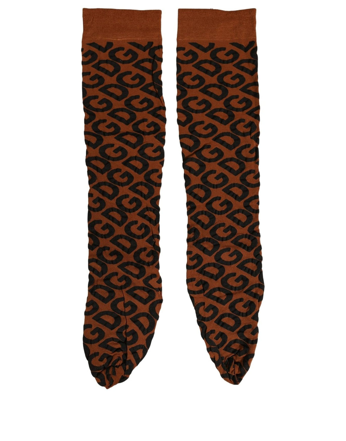 Brown Black Nylon DG Logo Mid Calf Accessory Socks