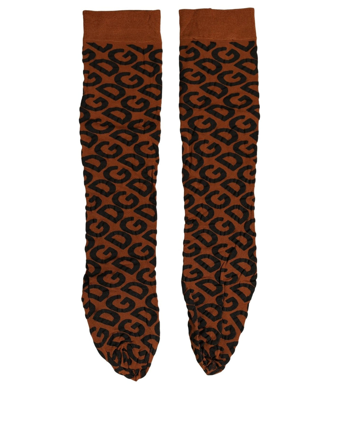 Brown Black Nylon DG Logo Mid Calf Accessory Socks