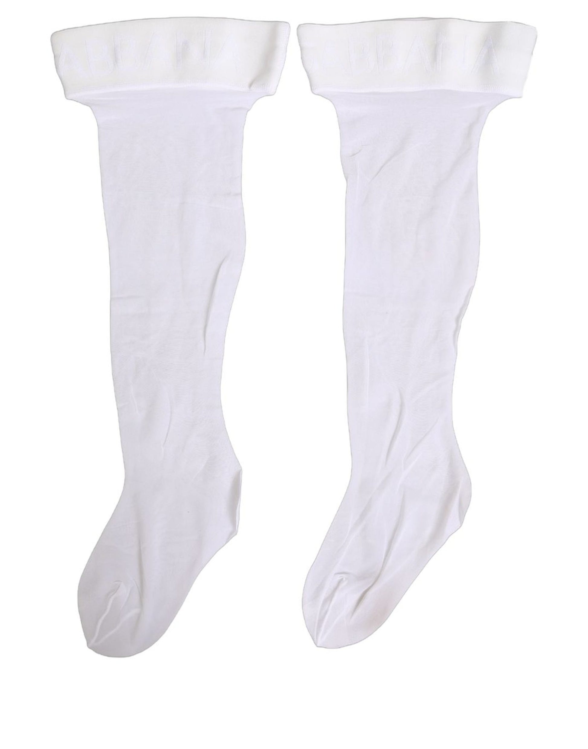 .White Nylon Logo Calf Long Women Accessory Socks