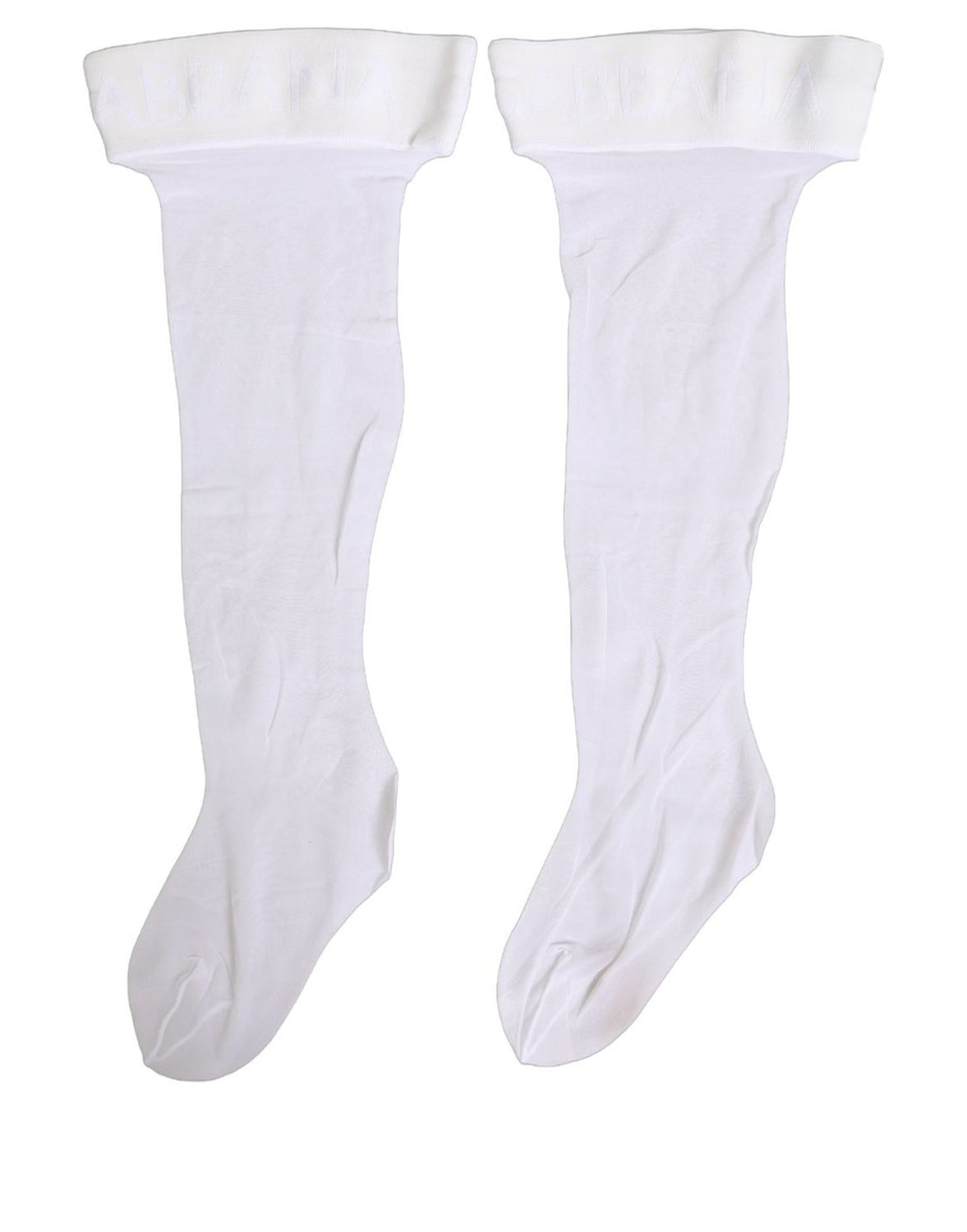 .White Nylon Logo Calf Long Women Accessory Socks