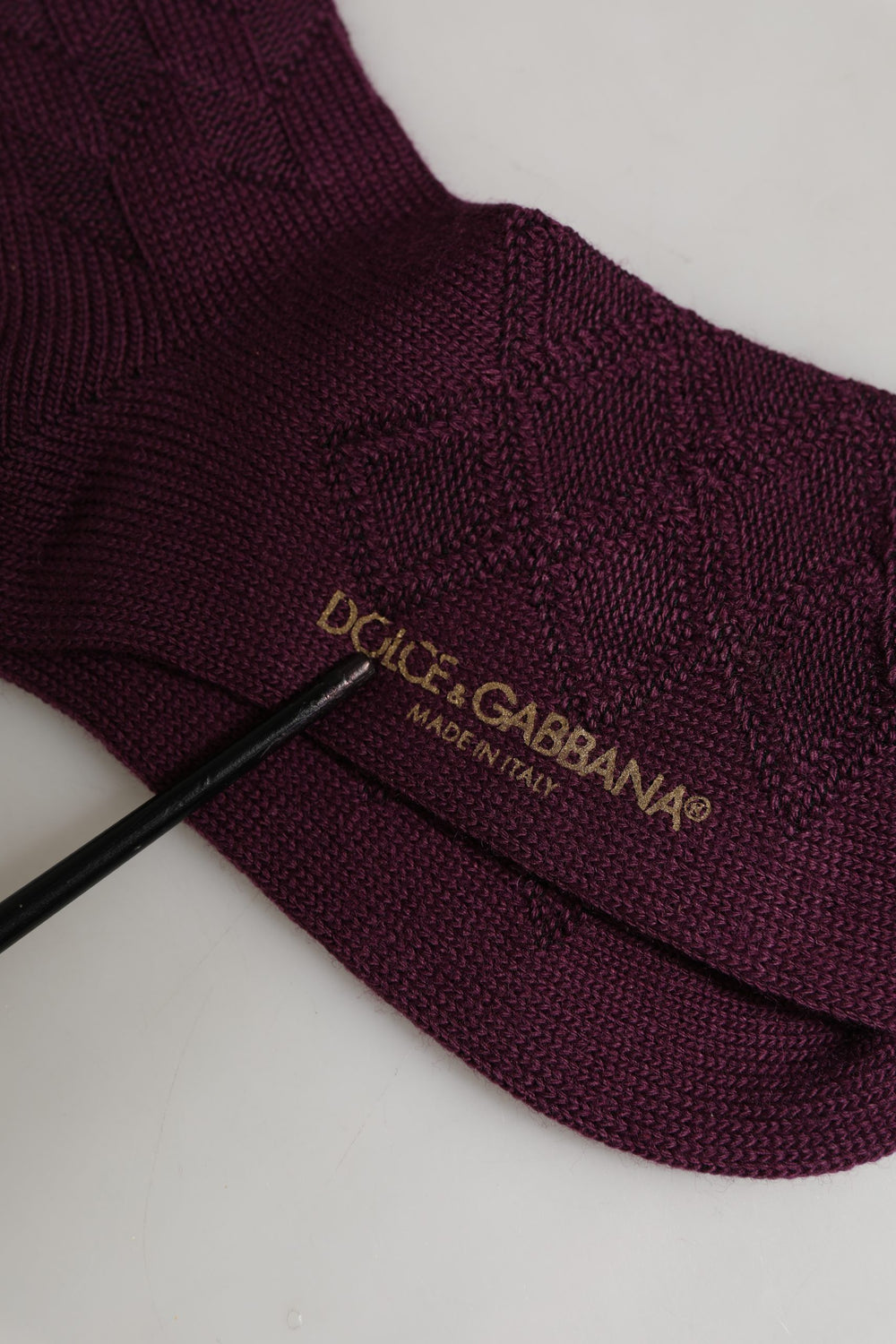 Burgundy Wool Crest Logo Knee High Accessory Socks