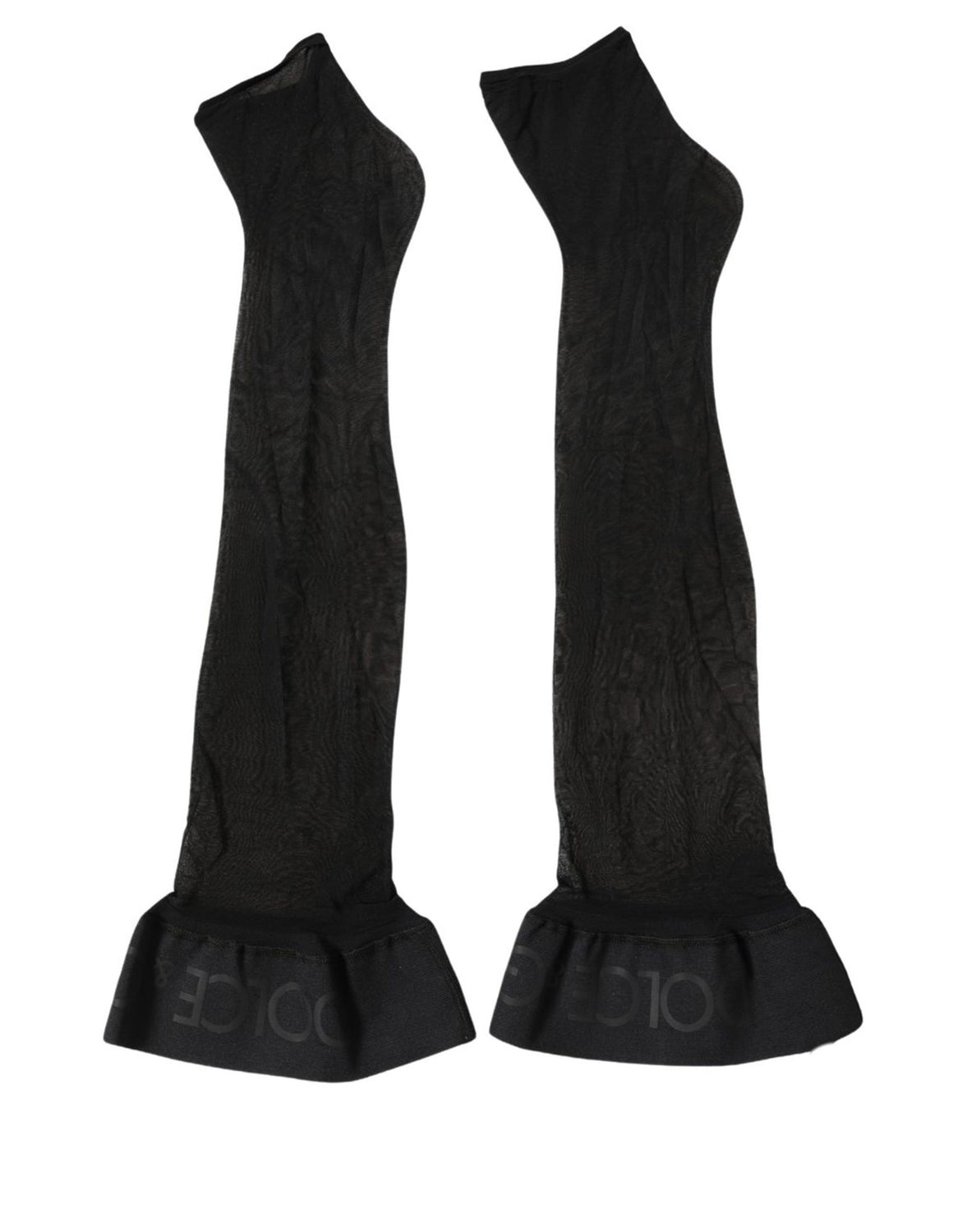 Black Nylon Logo Calf Long Women Accessory Socks