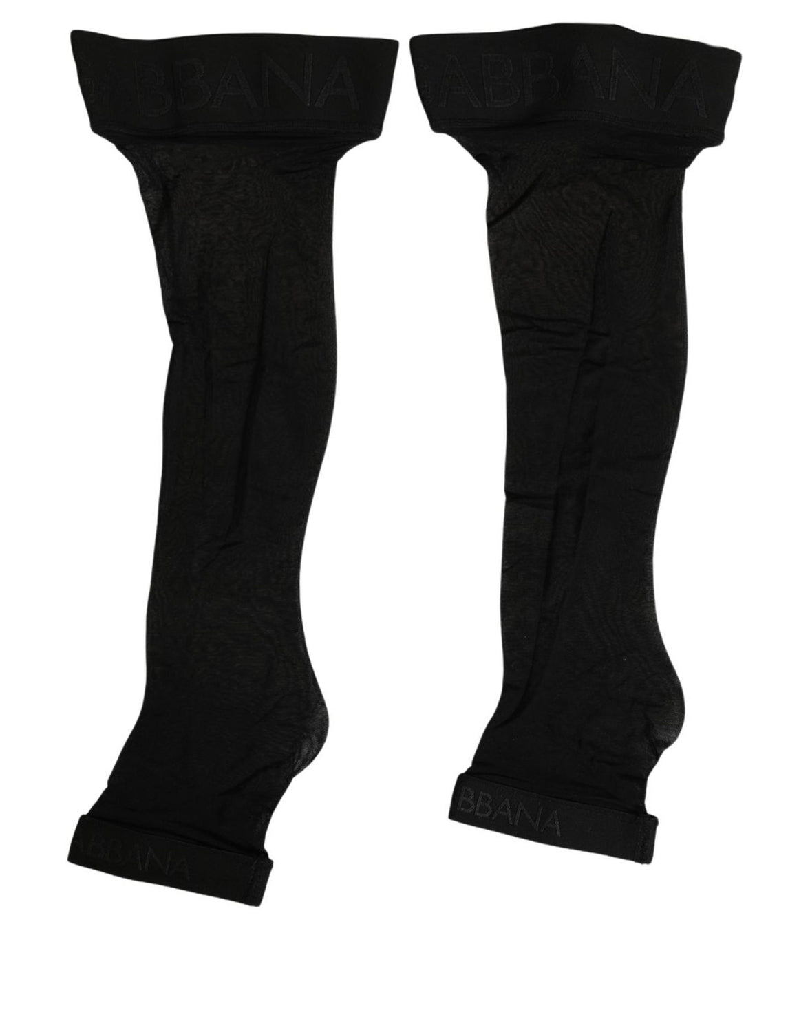 Black Nylon Logo Calf Long Women Accessory Socks