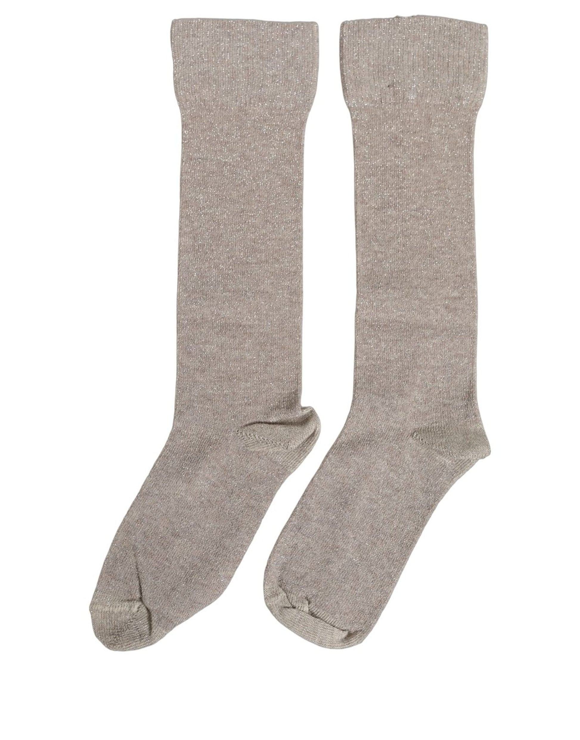 Gray Viscose Logo Mid Calf Accessory Socks