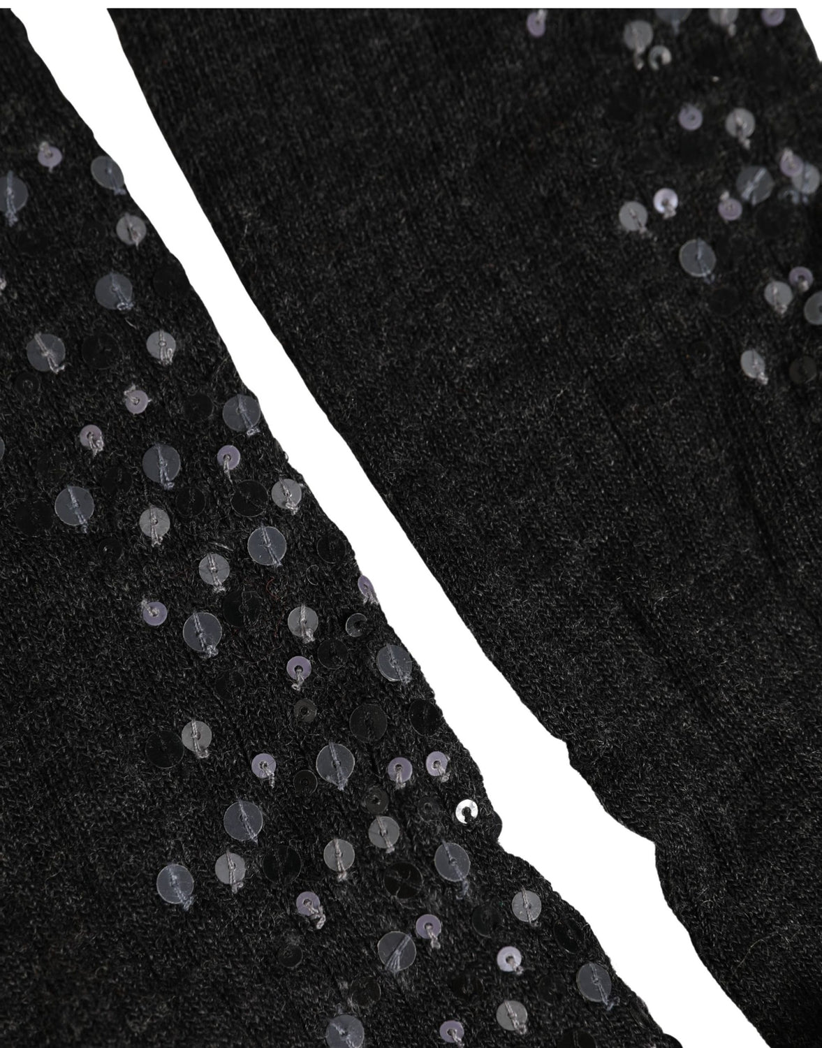 Dark Gray Sequined Wool Knee High Accessory Socks