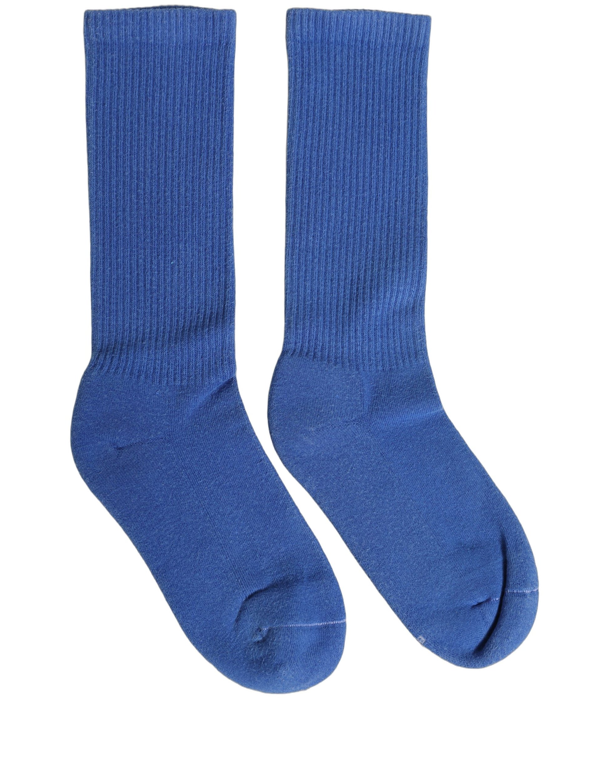Blue Cotton Ribbed Mid Calf Women Accessory Socks