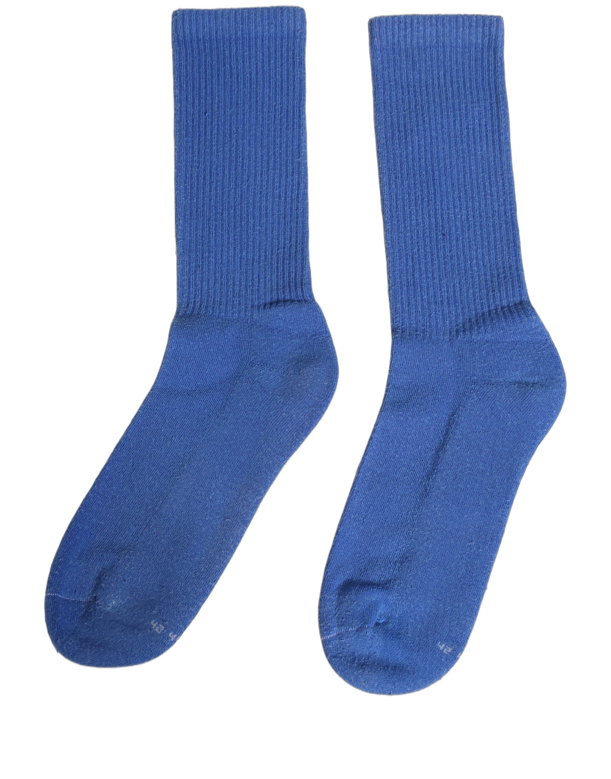 Blue Cotton Ribbed Mid Calf Women Accessory Socks