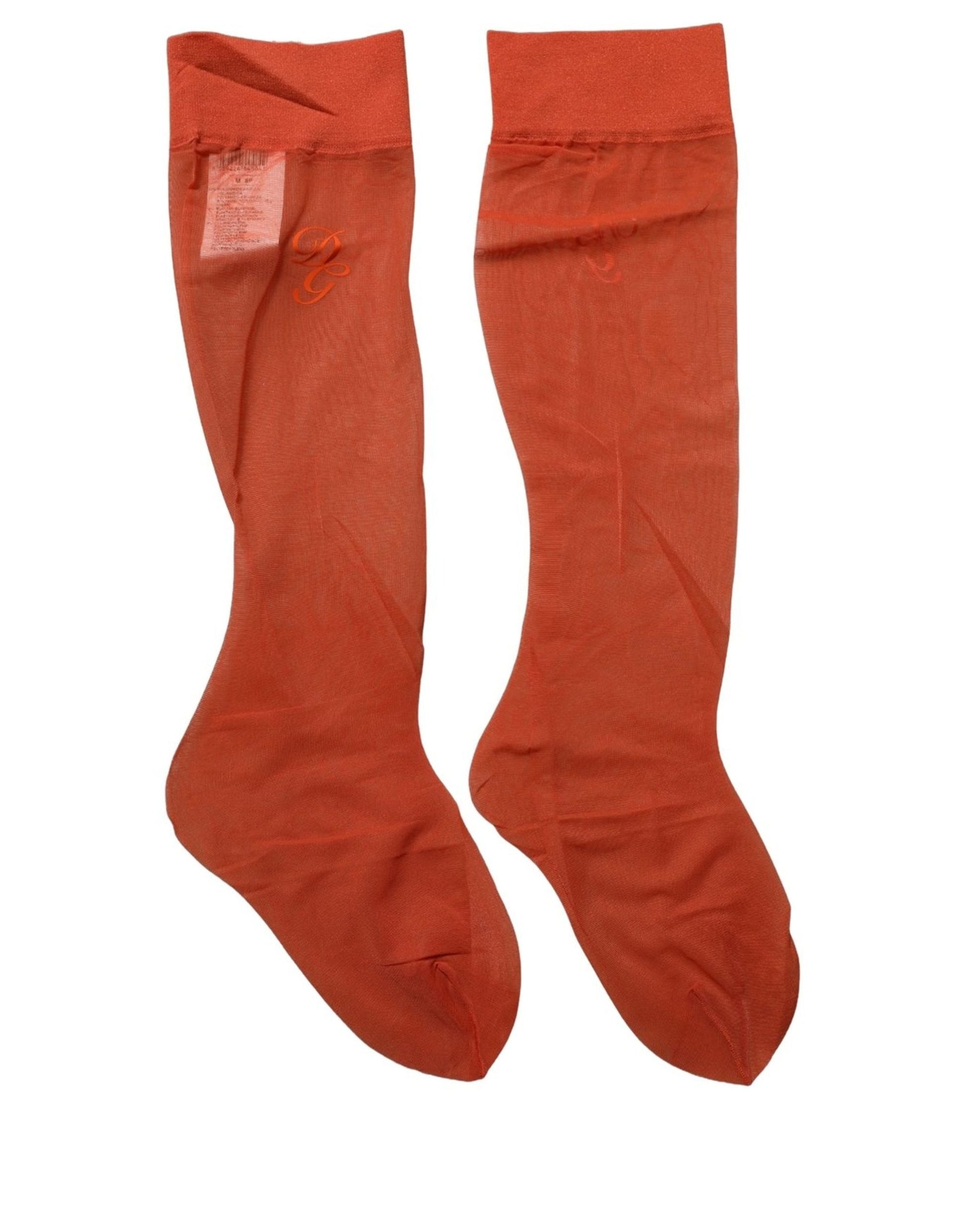 Orange Knee High Sheer Nylon Accessory Socks