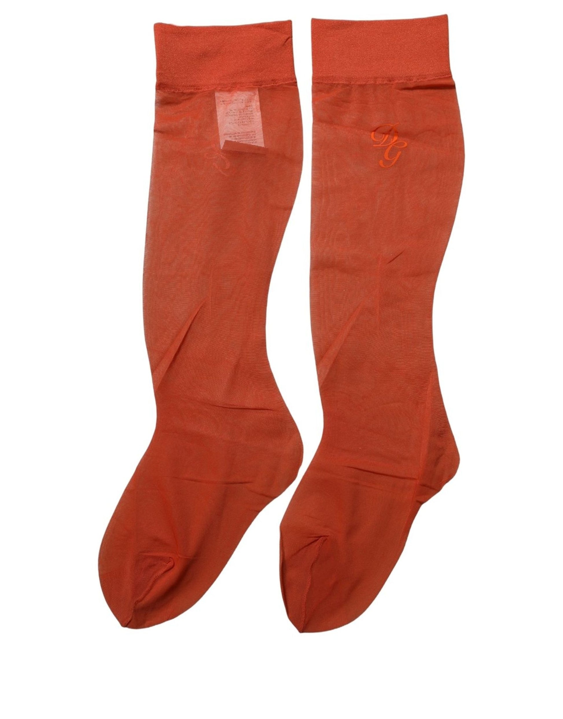 Orange Knee High Sheer Nylon Accessory Socks
