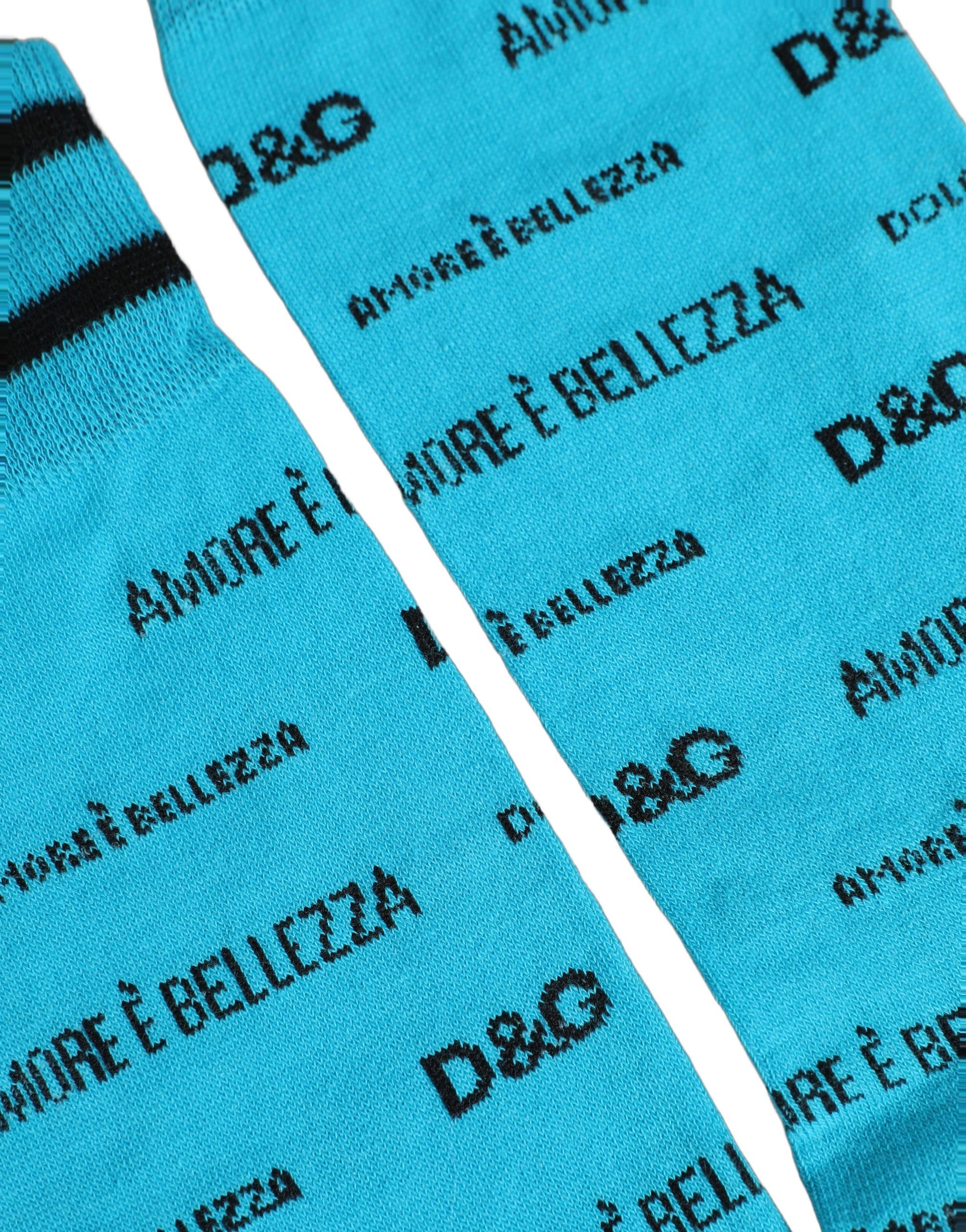 Light Blue Cotton Logo Mid Calf Accessory Socks