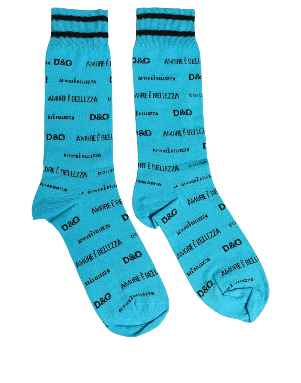 Light Blue Cotton Logo Mid Calf Accessory Socks