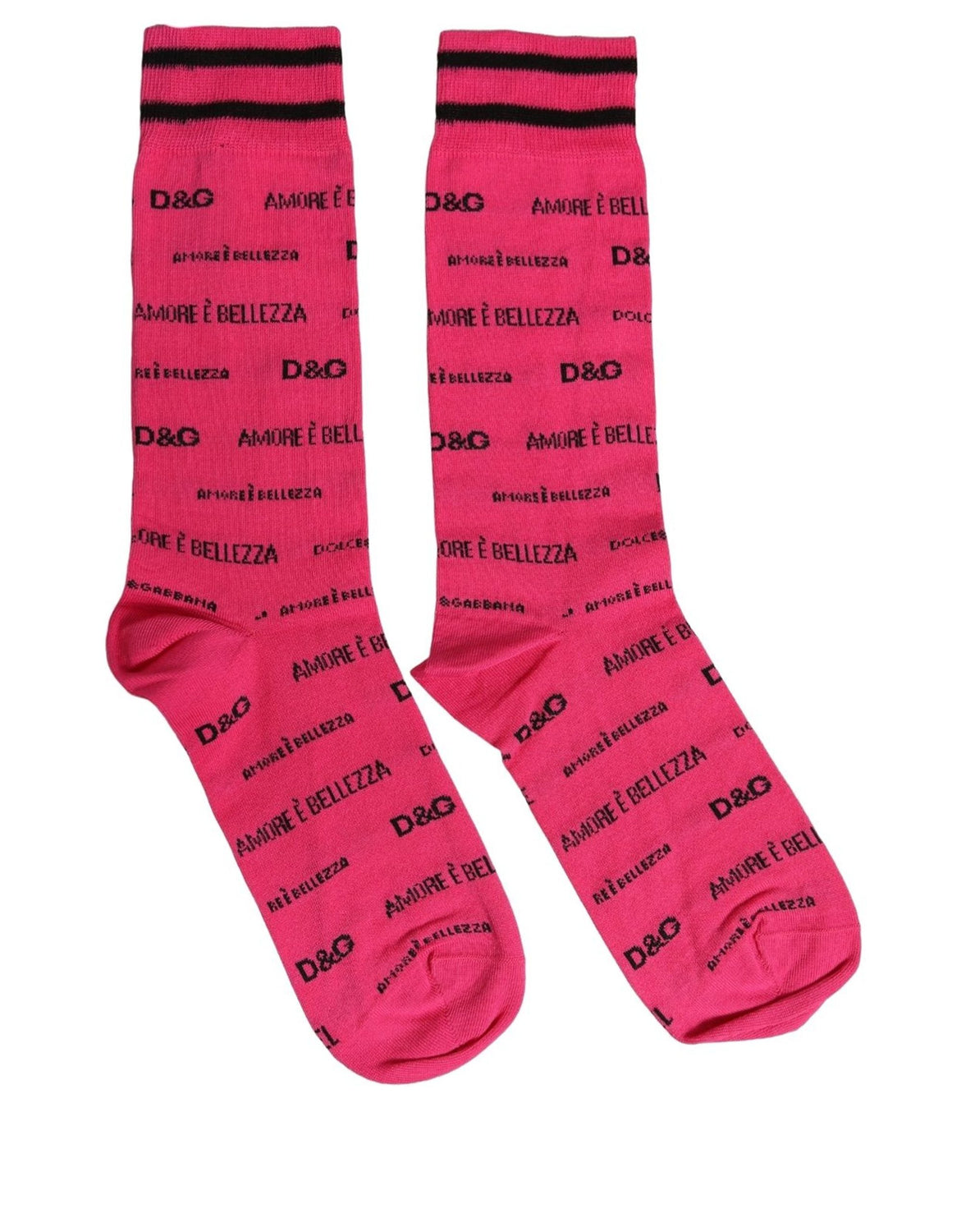 Pink Cotton Logo Print Mid Calf Accessory Socks