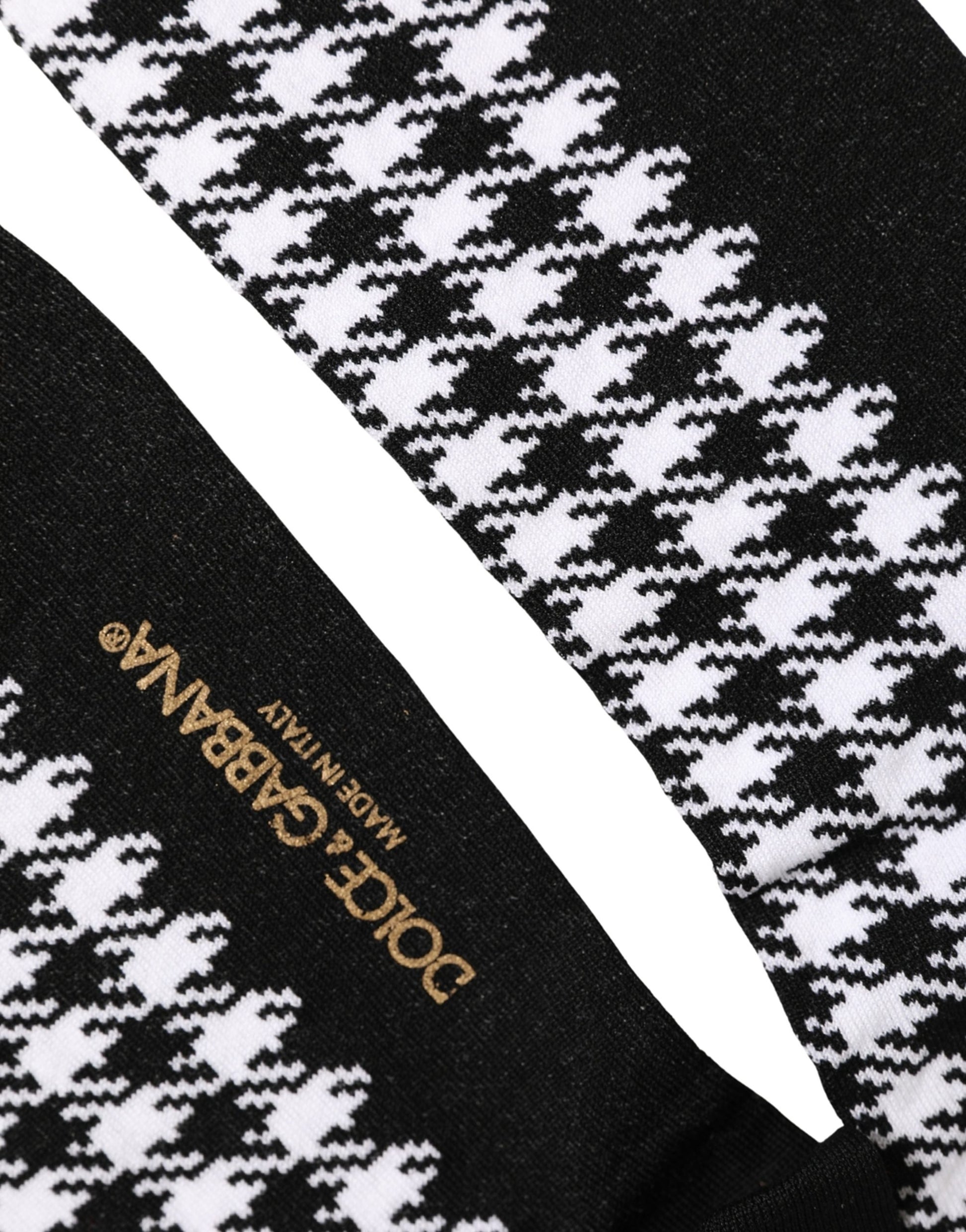 Black White Houndstooth Mid Calf Accessory Socks