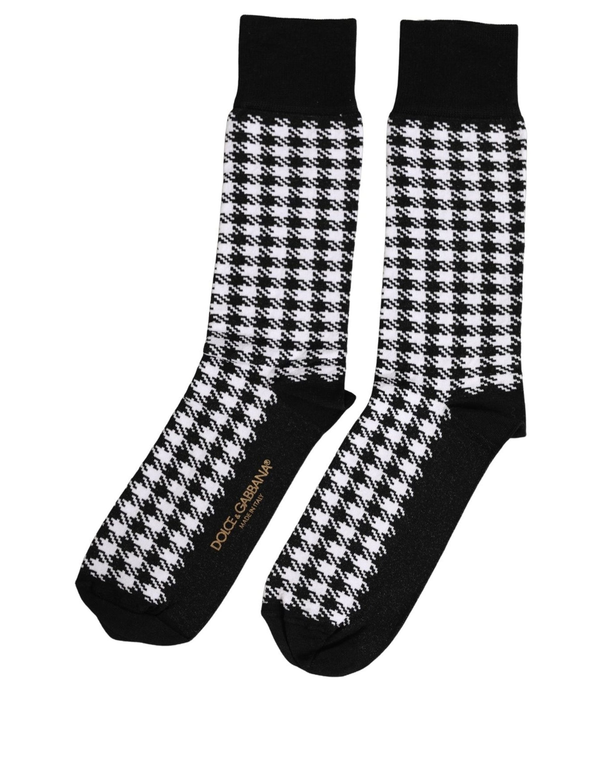 Black White Houndstooth Mid Calf Accessory Socks