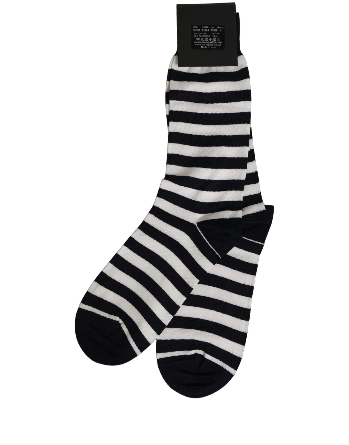 Black White Stripes Cotton Mid Calf Accessory Socks