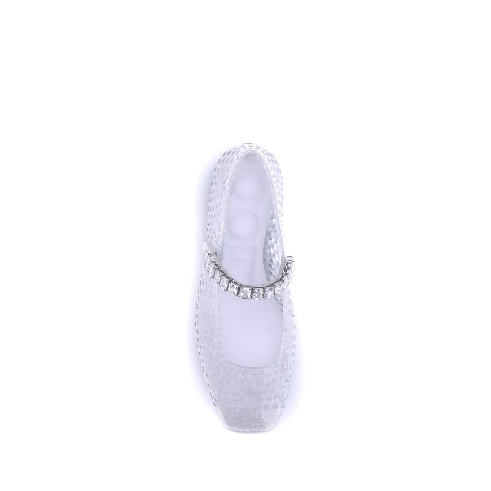 White Polyurethane Ballet Flats