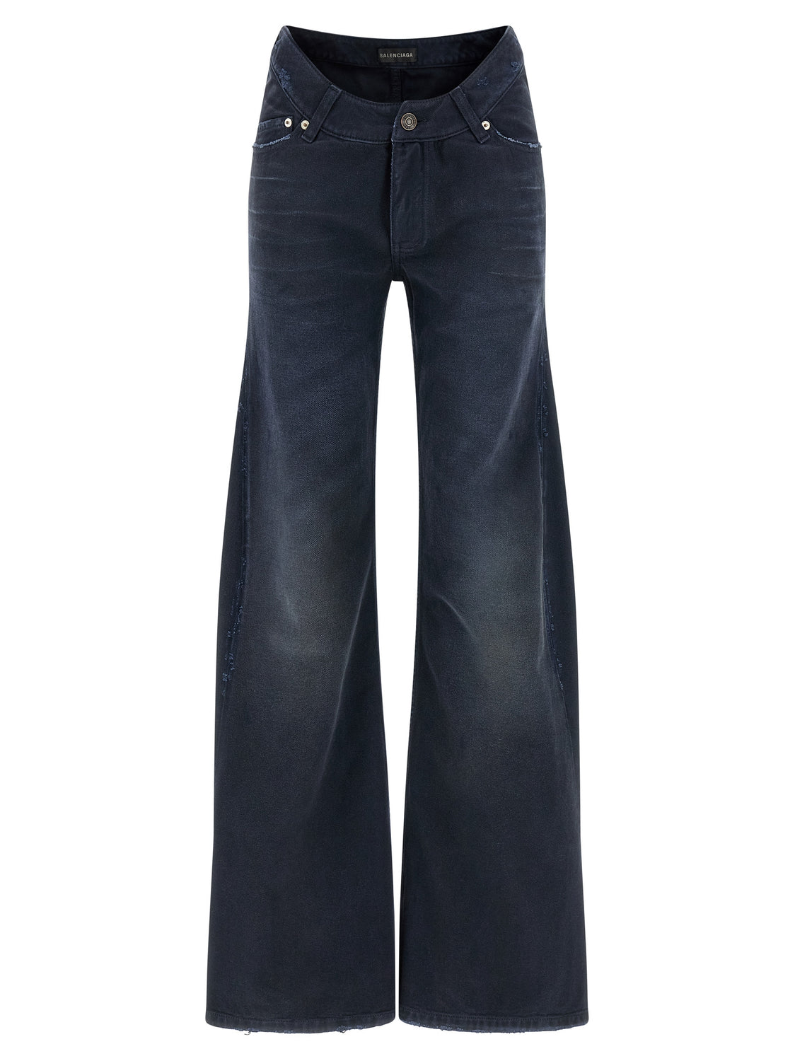 Blue Cotton Flared Jeans