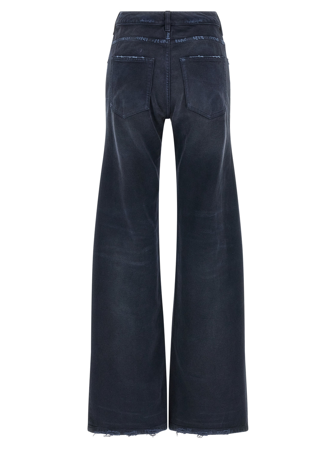 Blue Cotton Flared Jeans