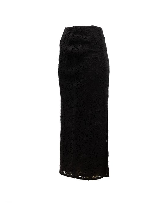 Women Midi Skirt with Floral Lace