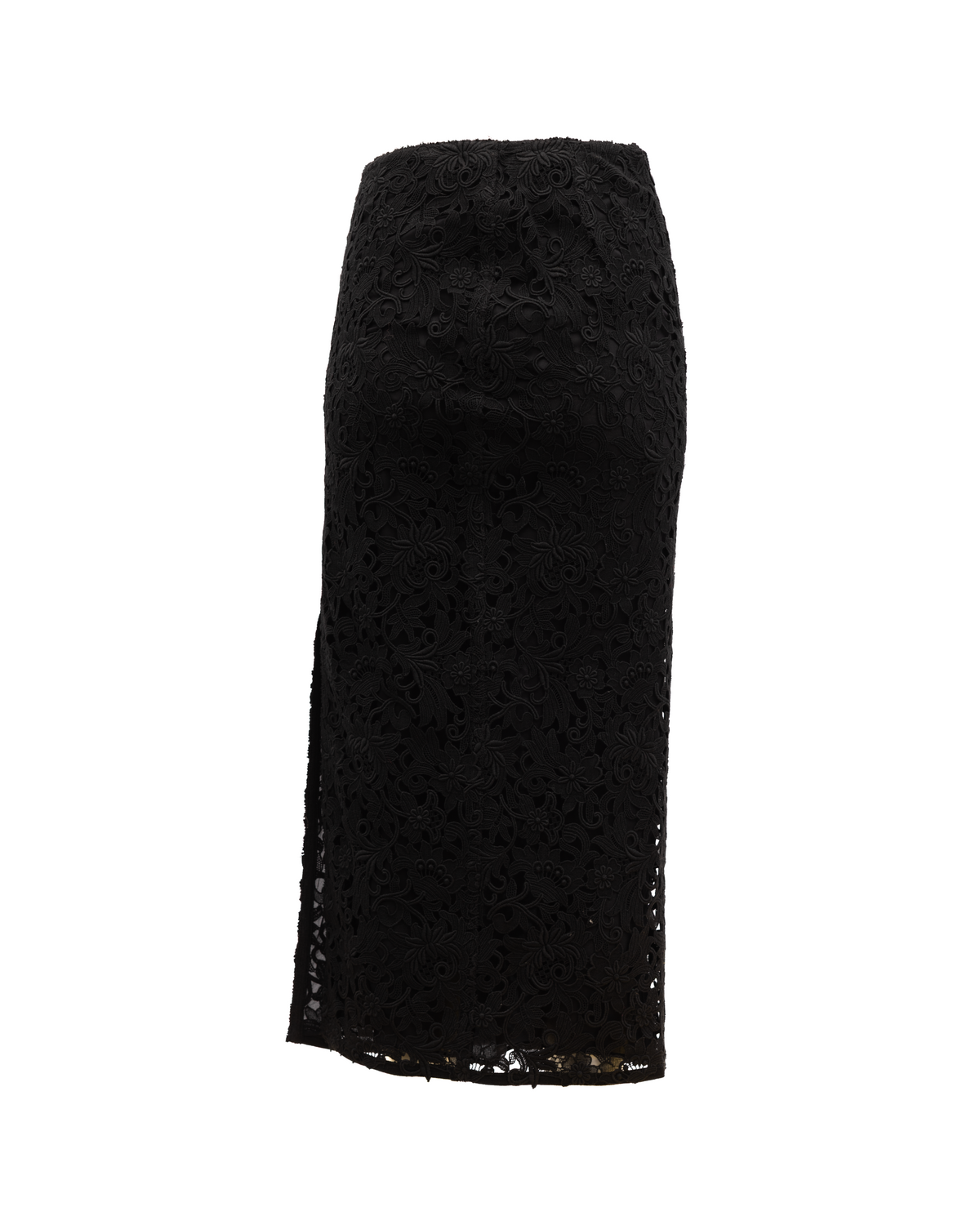 Women Midi Skirt with Floral Lace