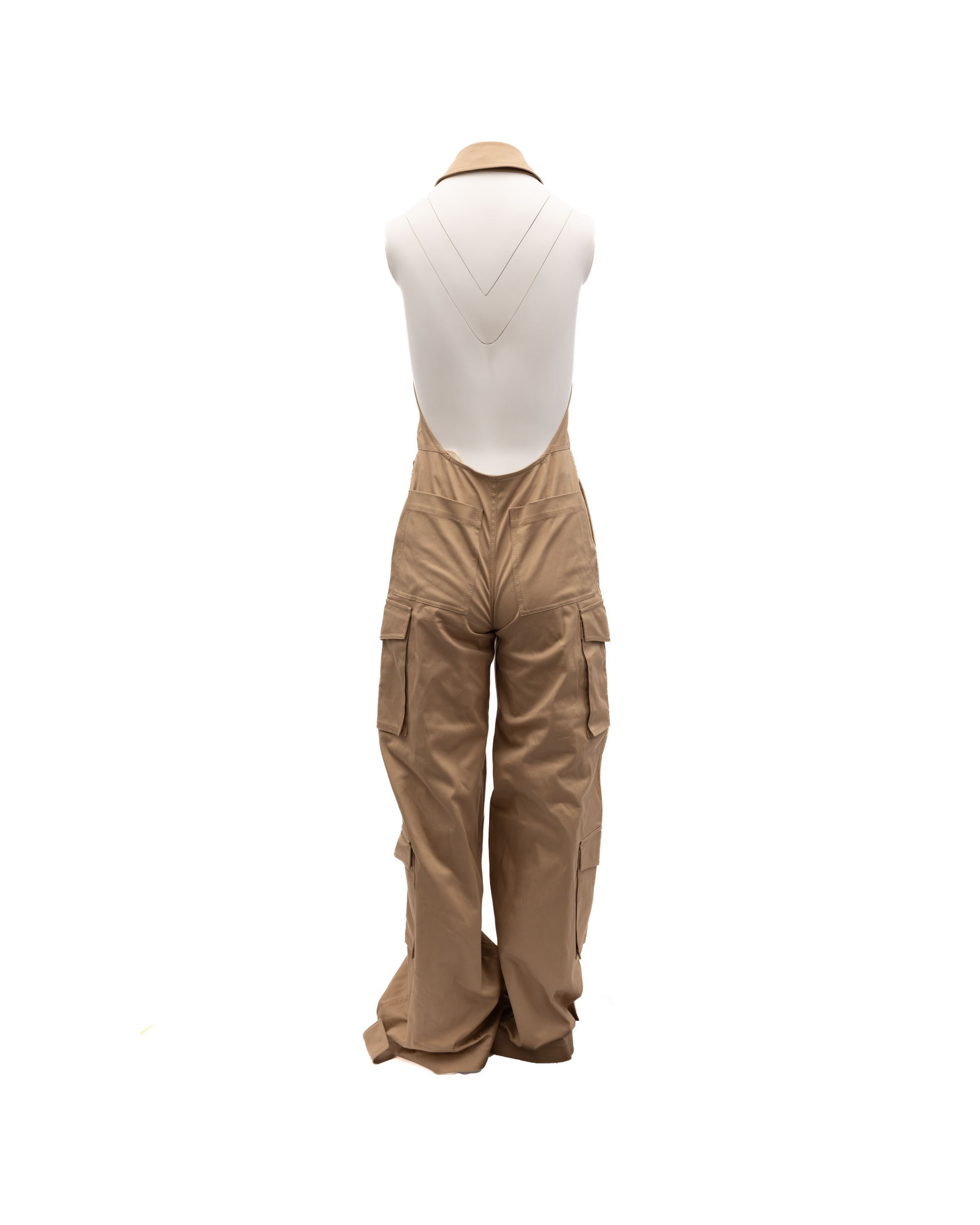Women Beige Jumpsuit with an open back