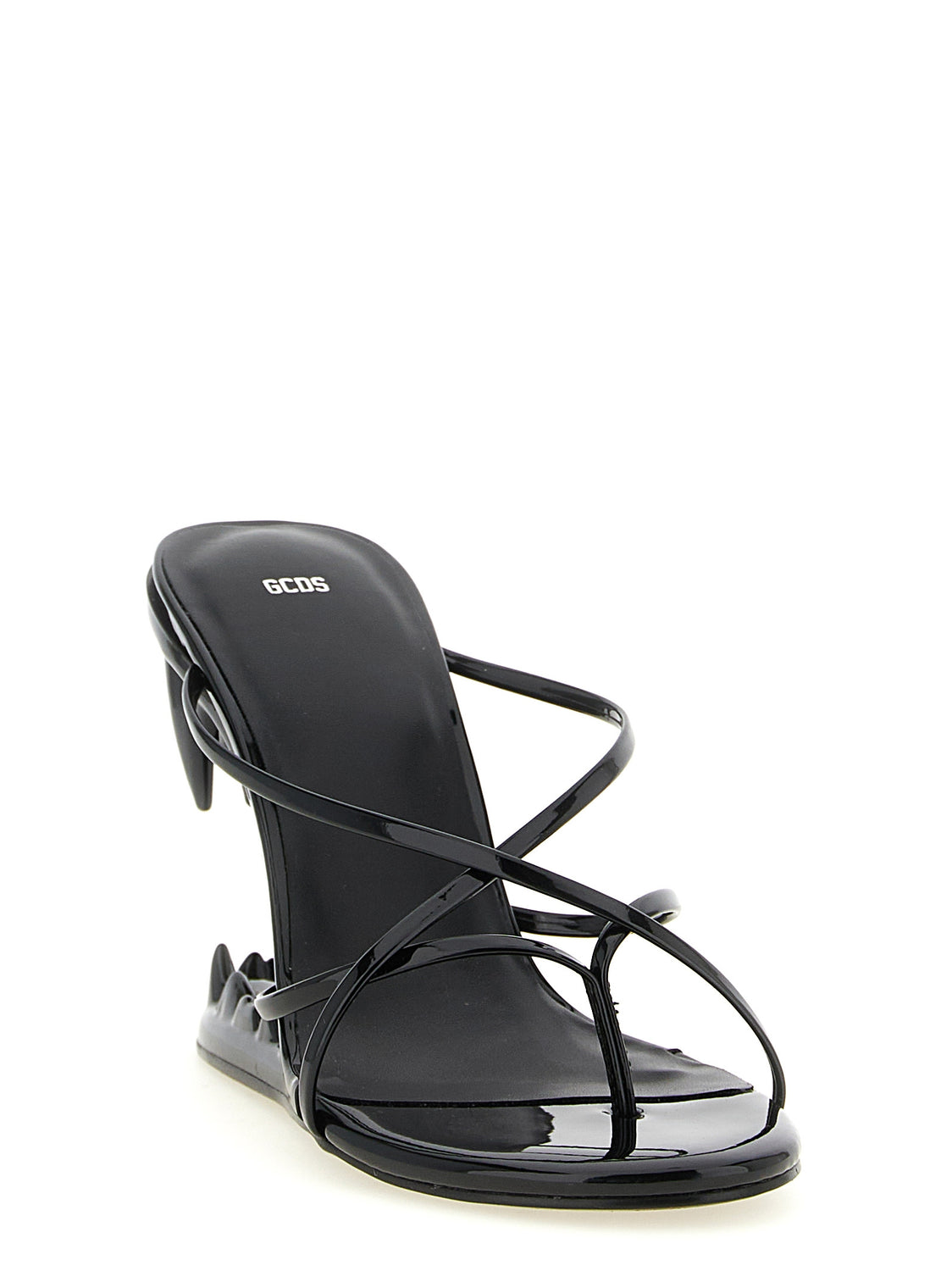 Black Polyethylene Stiletto Heel Sandals