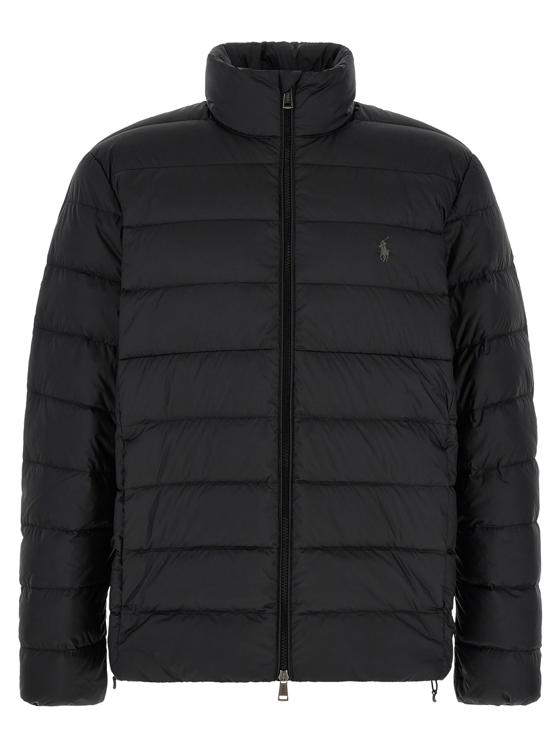Black Polyester Full-Length Jacket