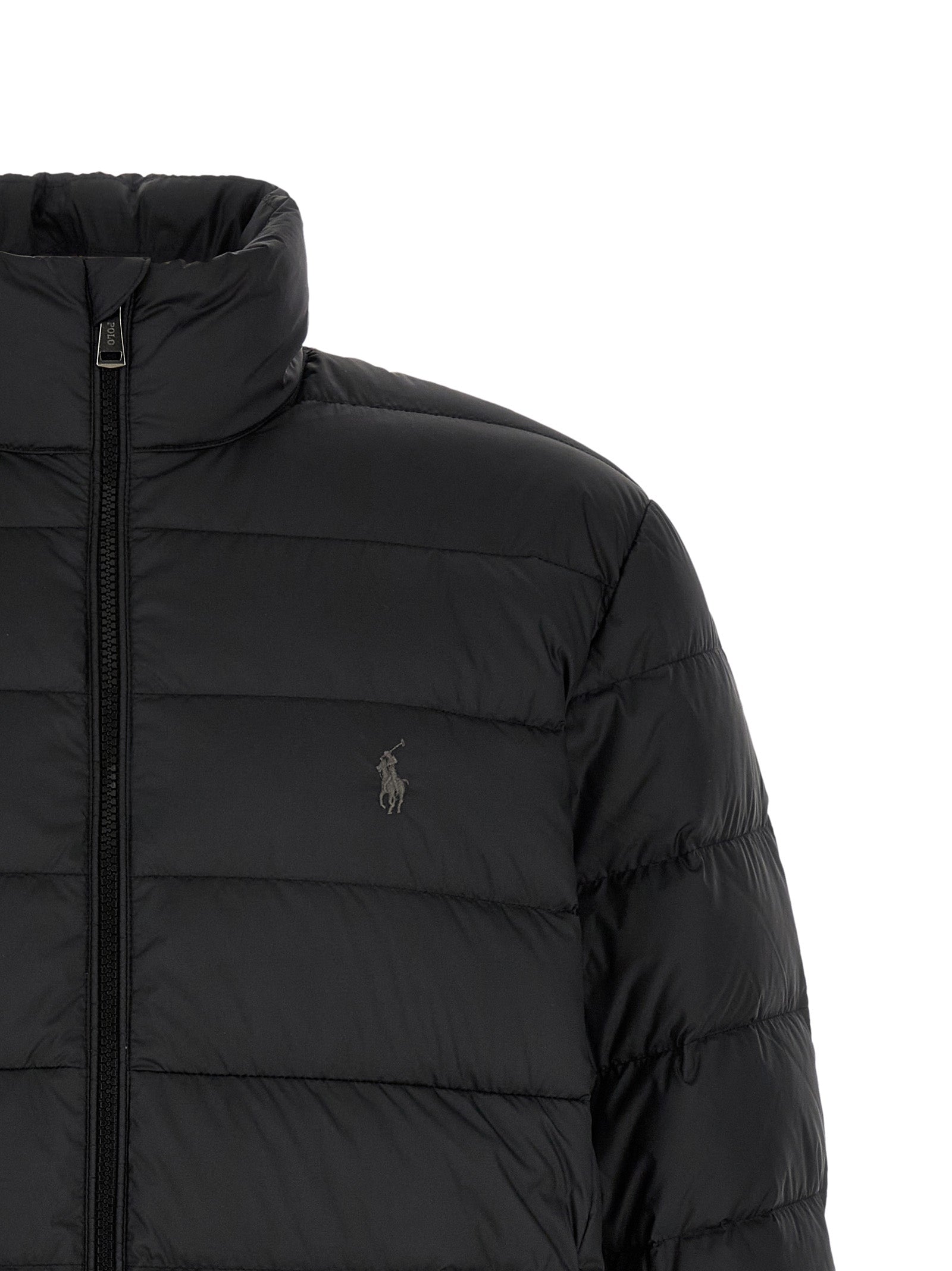 Black Polyester Full-Length Jacket