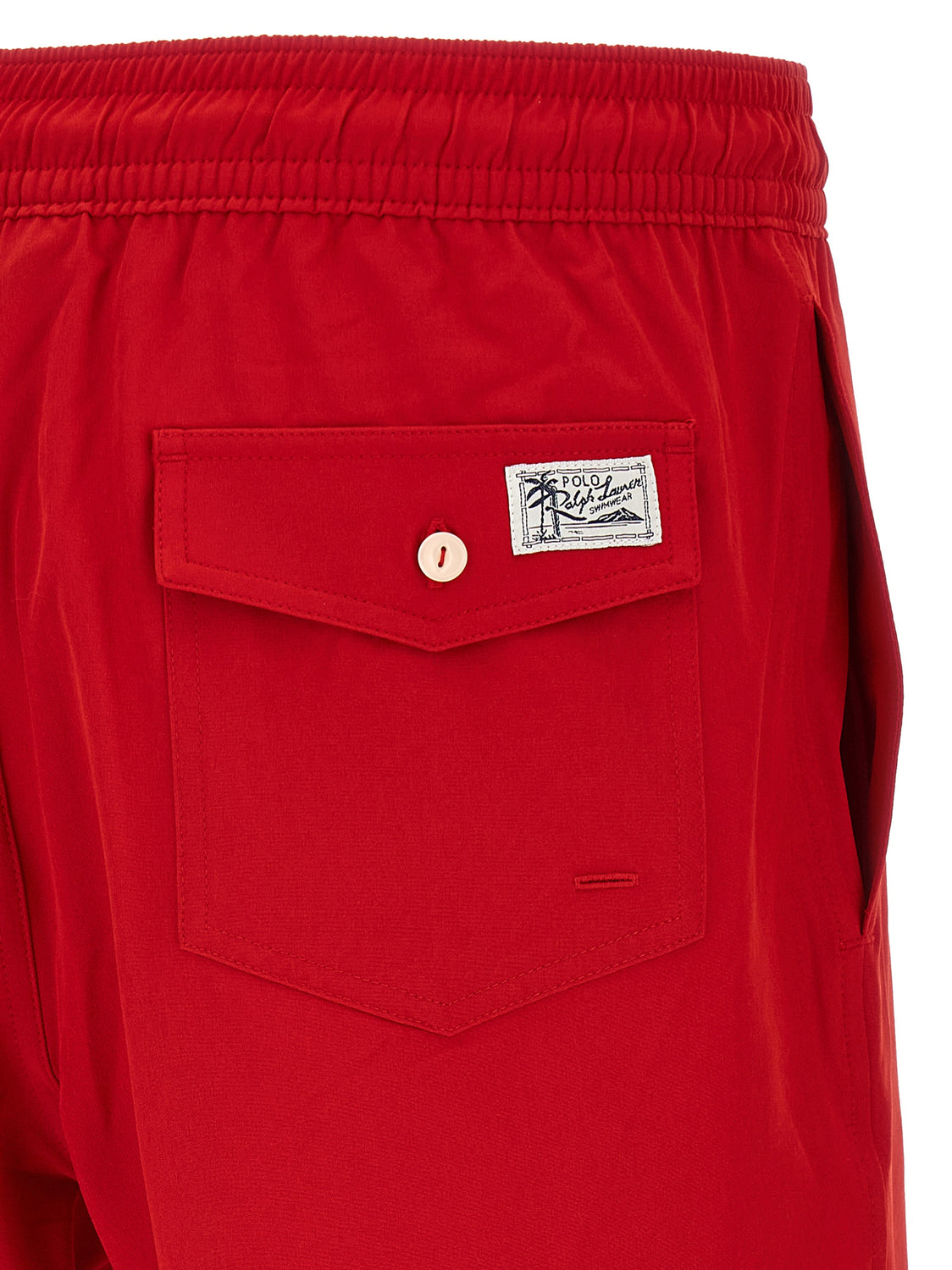 Red Polyester Swim Shorts