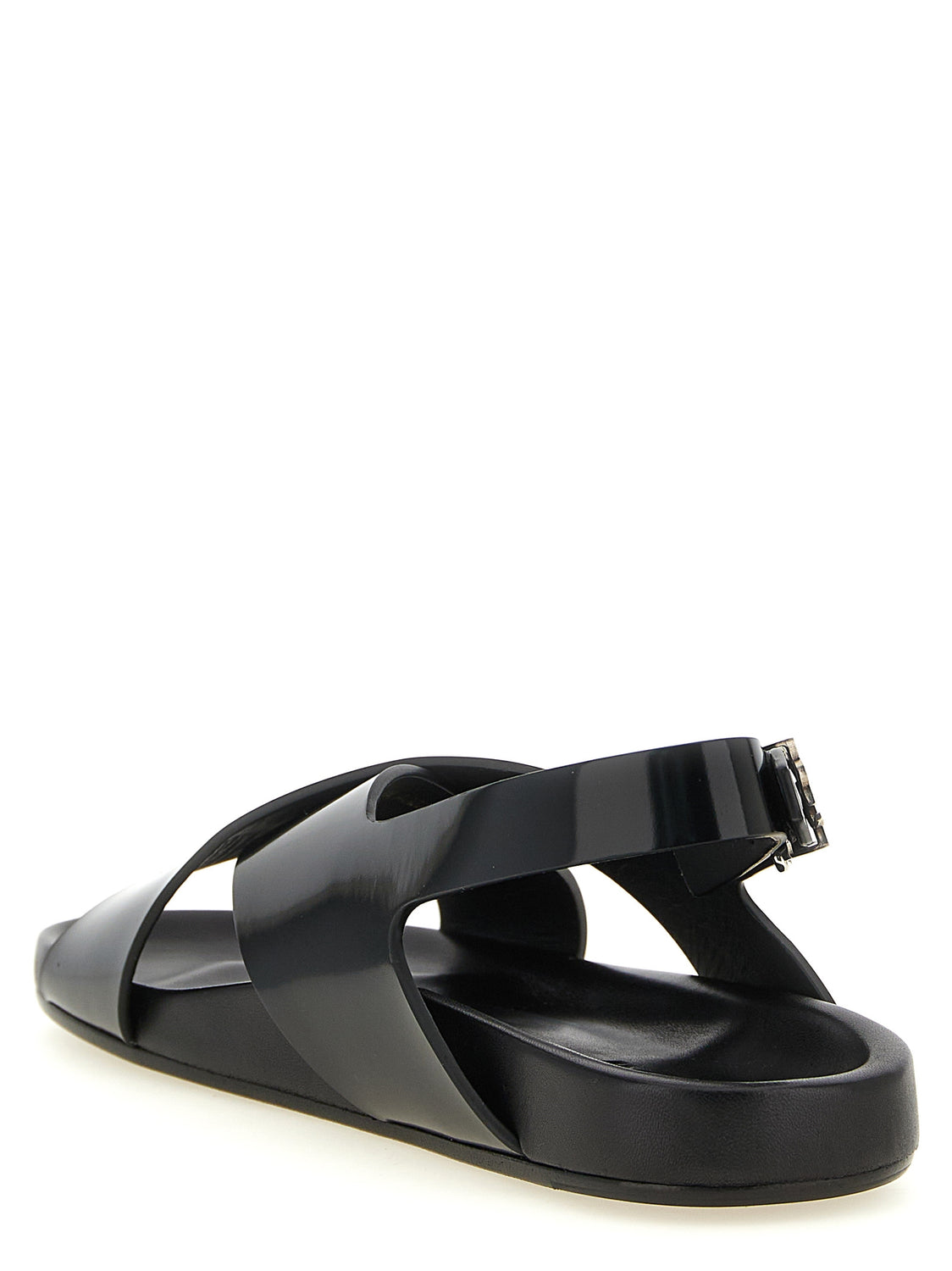 Black Calfskin Flat Sandals