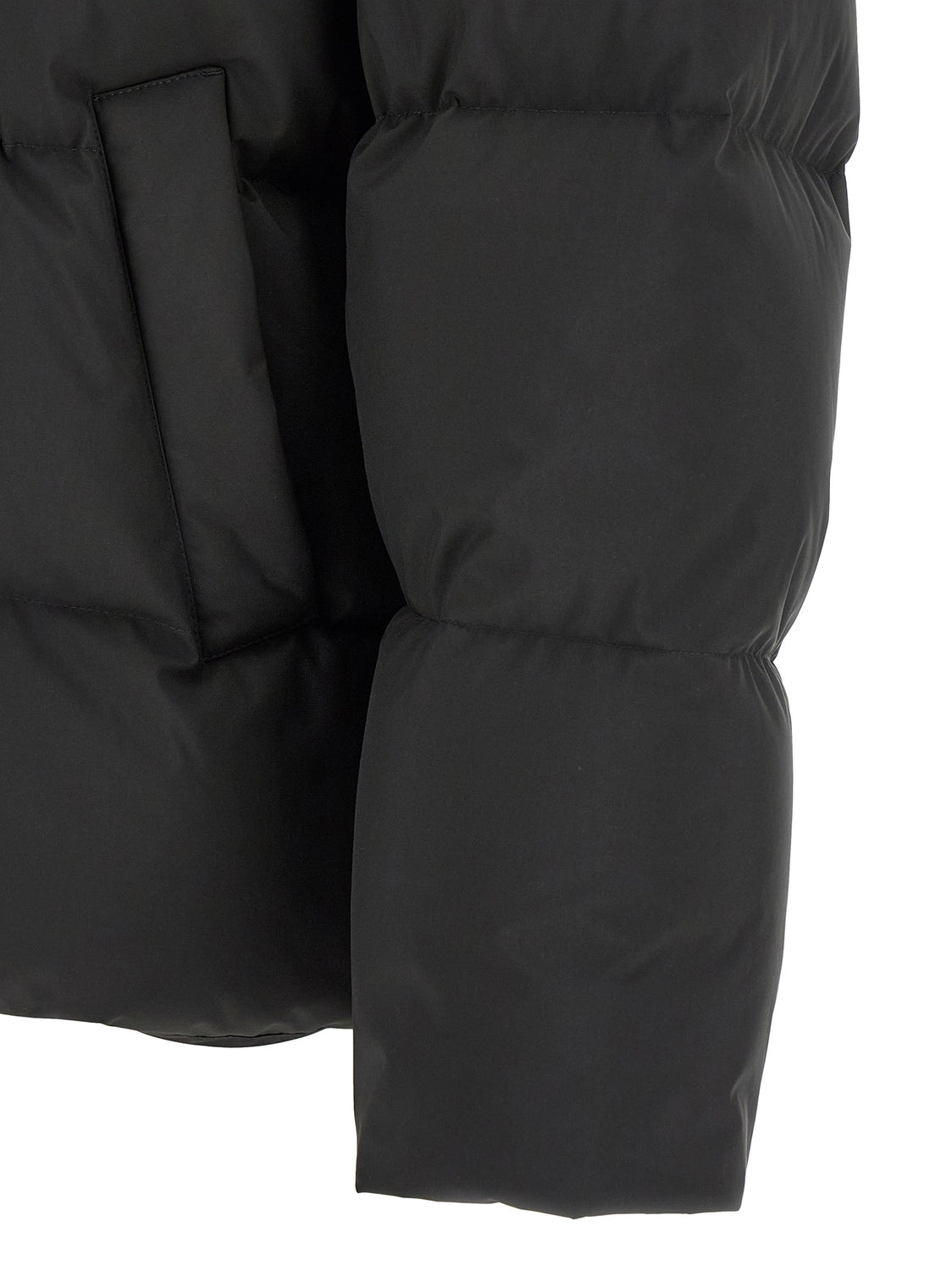 Black Polyester Full-Length Jacket