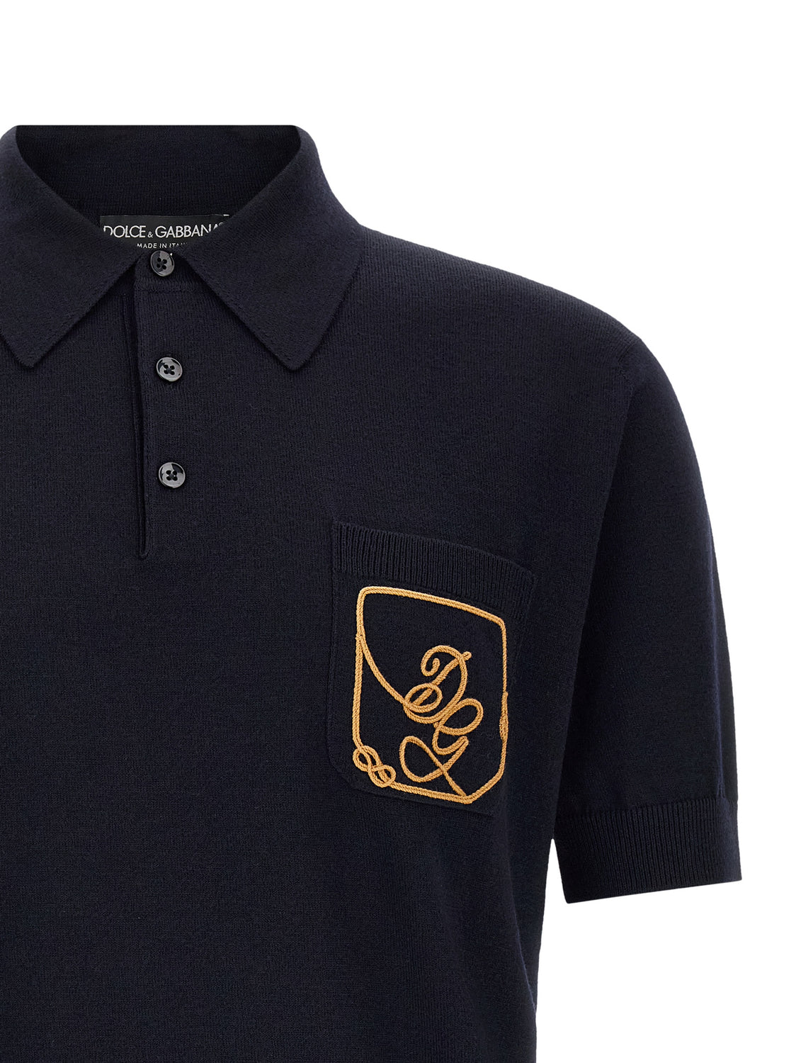 Blue Virgin Wool Polo Shirt