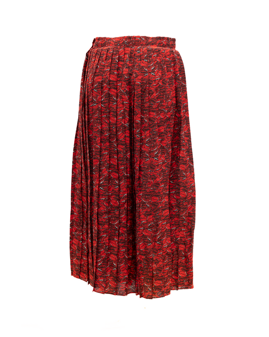 Women Midi Red Skirt with black and white details