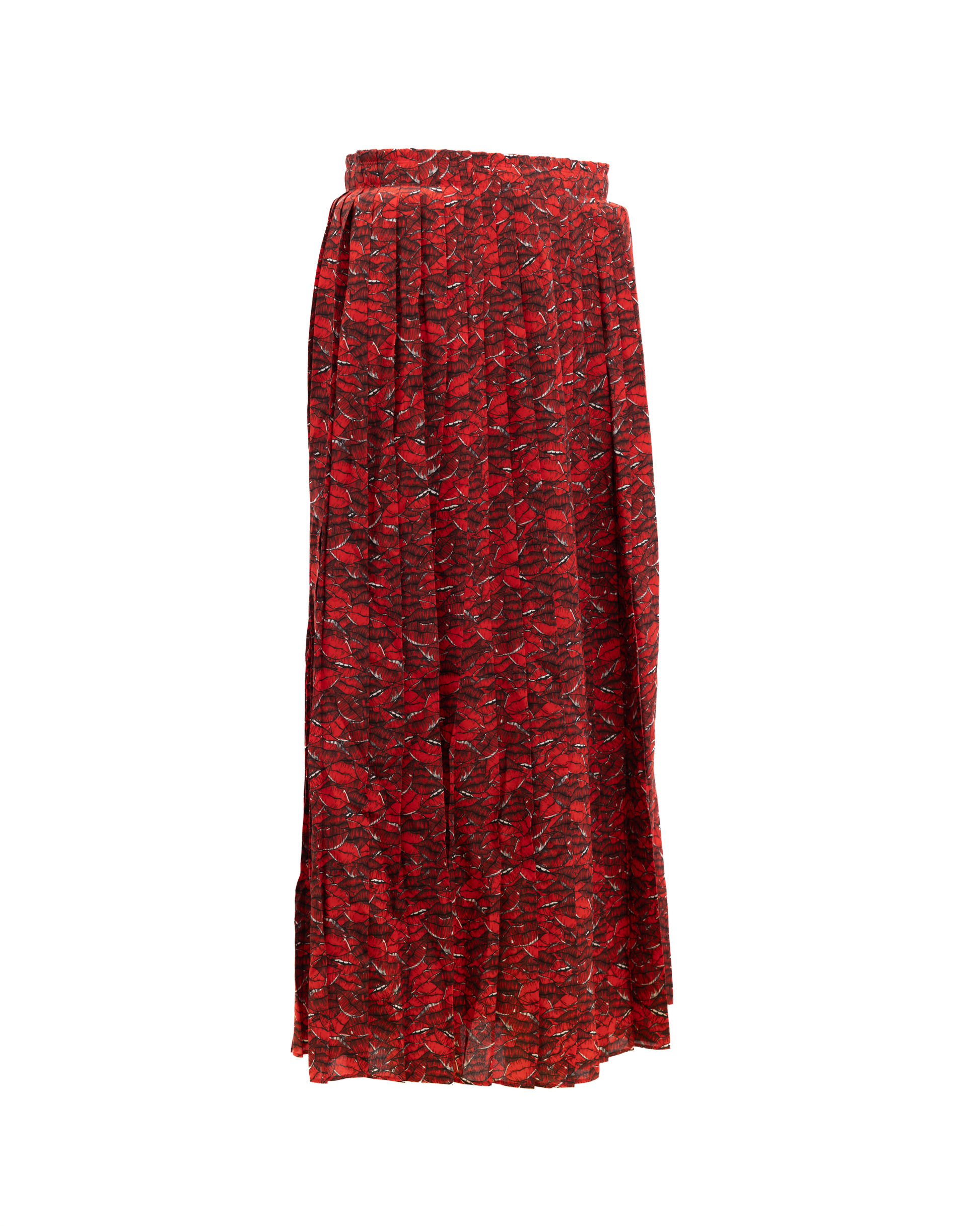 Women Midi Red Skirt with black and white details