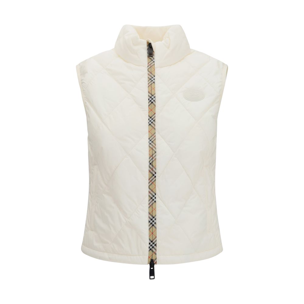 White Polyester Sleeveless Jacket