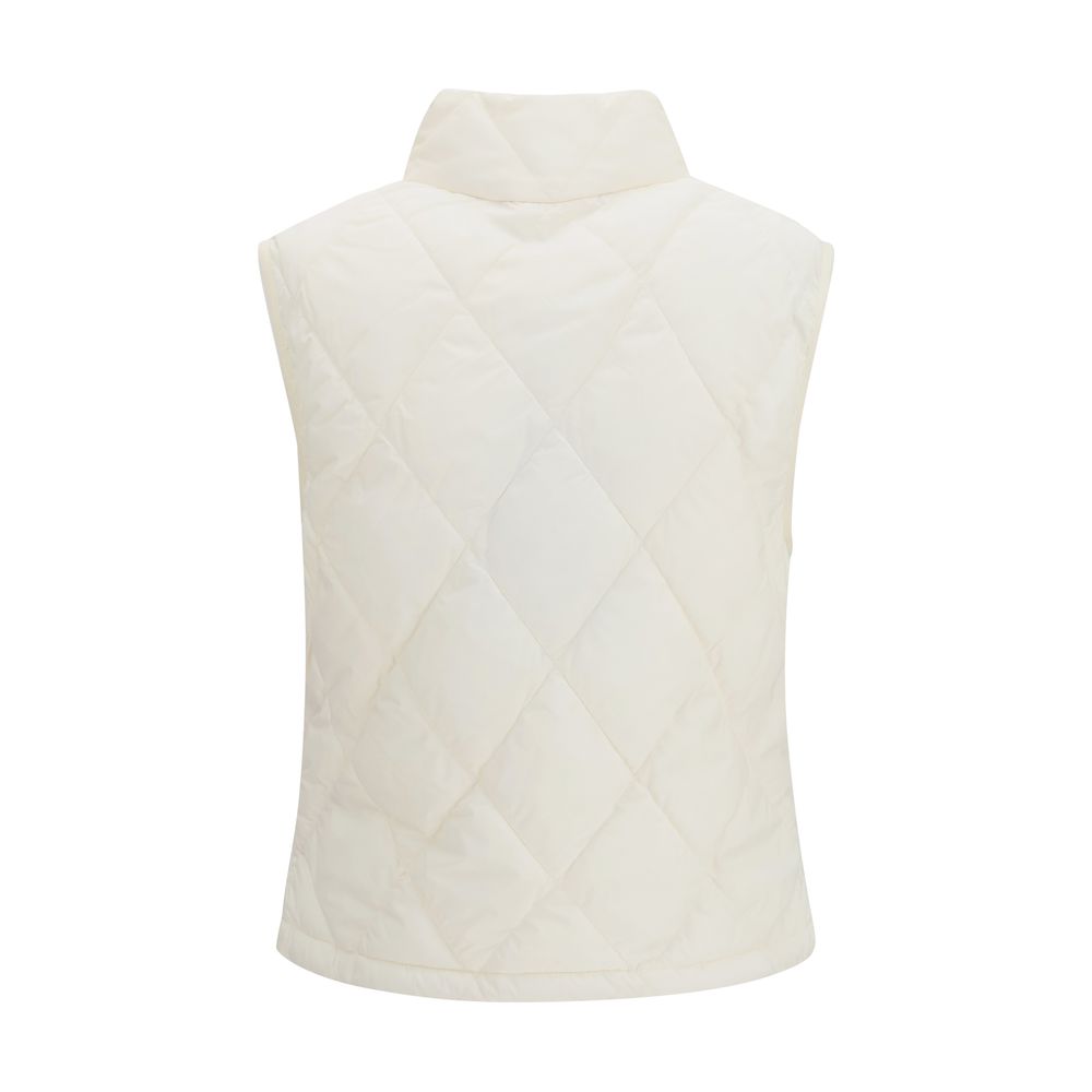 White Polyester Sleeveless Jacket